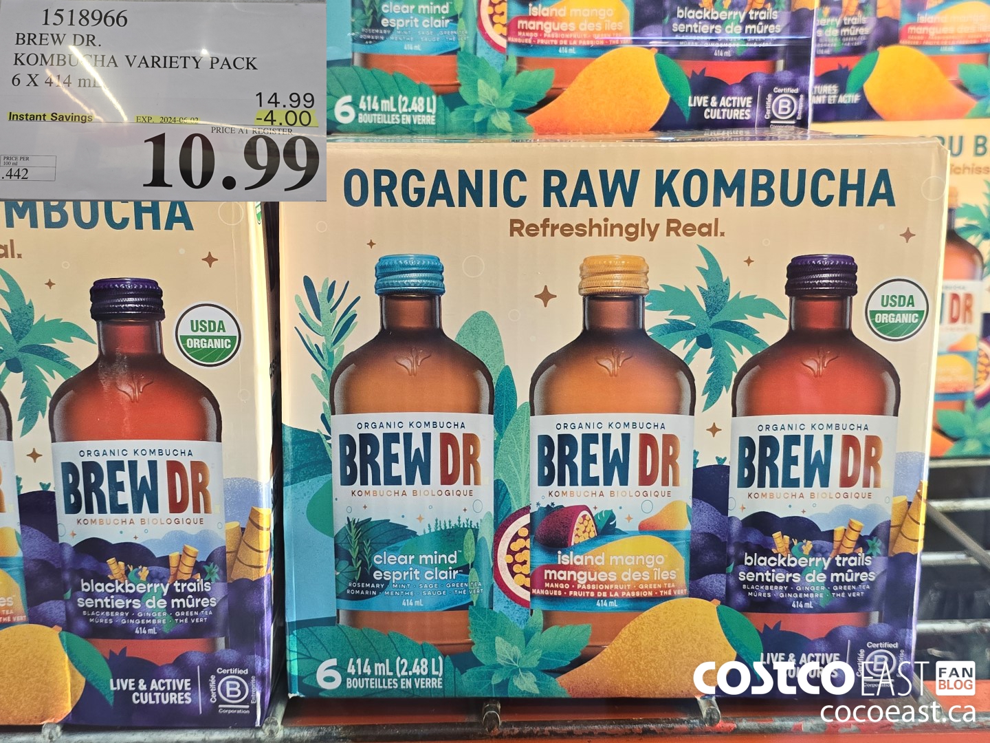 1518966 BREW DR. KOMBUCHA VARIETY PACK 6 X 414 ML ($4.00 INSTANT SAVINGS EXPIRES ON 2024-06-02) $10.99
