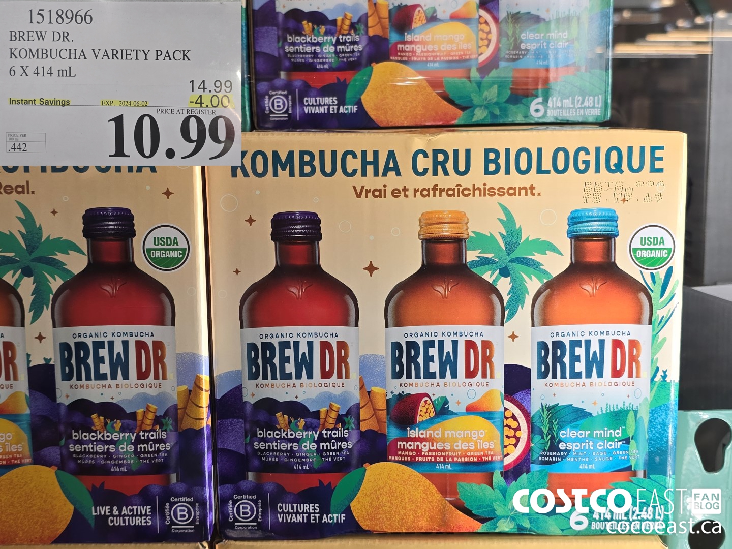 1518966 BREW DR. KOMBUCHA VARIETY PACK 6 X 414 ML ($4.00 INSTANT SAVINGS EXPIRES ON 2024-06-02) $10.99