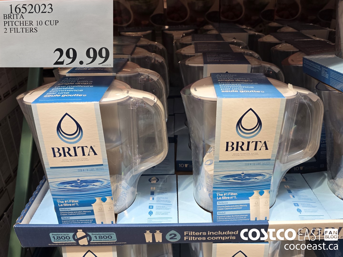 1652023 BRITA PITCHER 10 CUP 2 FILTERS $29.99