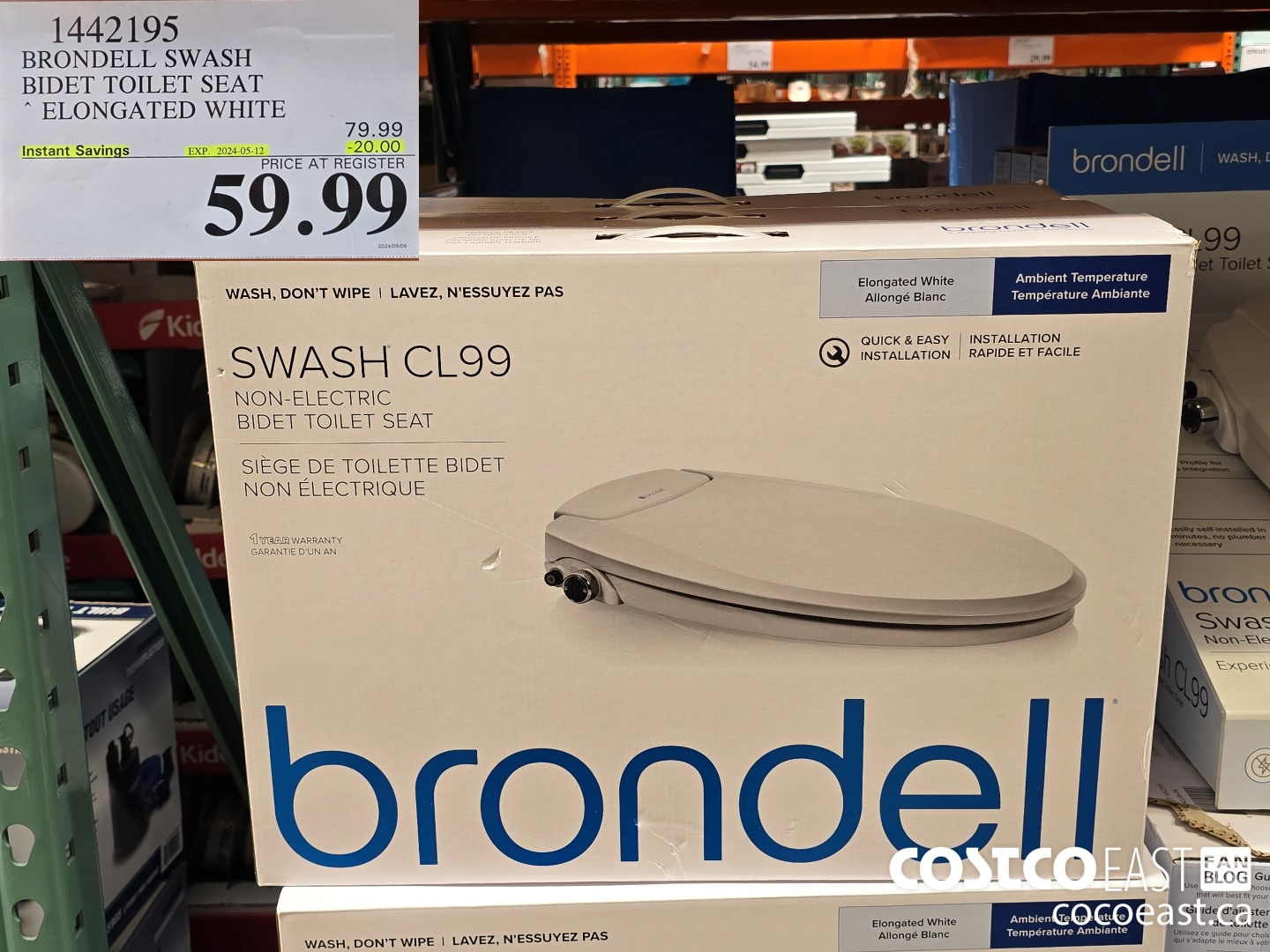 1442195 BRONDELL SWASH BIDET TOILET SEAT ELONGATED WHITE ($20.00 INSTANT SAVINGS EXPIRES ON 2024-05-12) $59.99