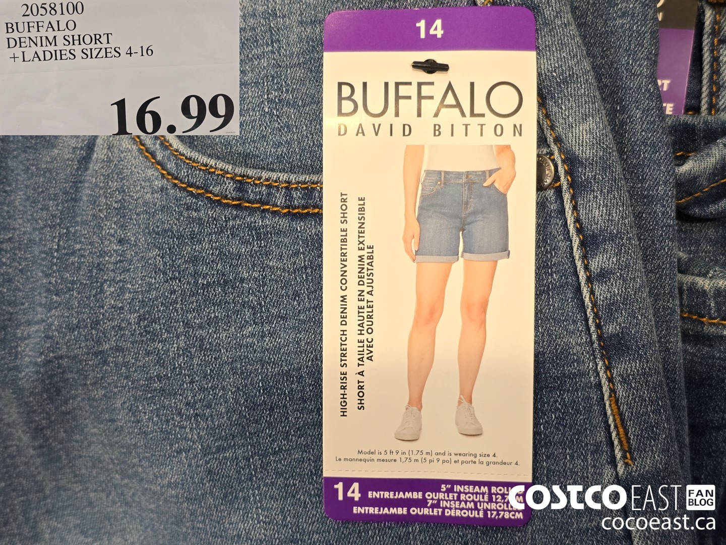 2058100 BUFFALO DENIM SHORT +LADIES SIZES 4-16 $16.99