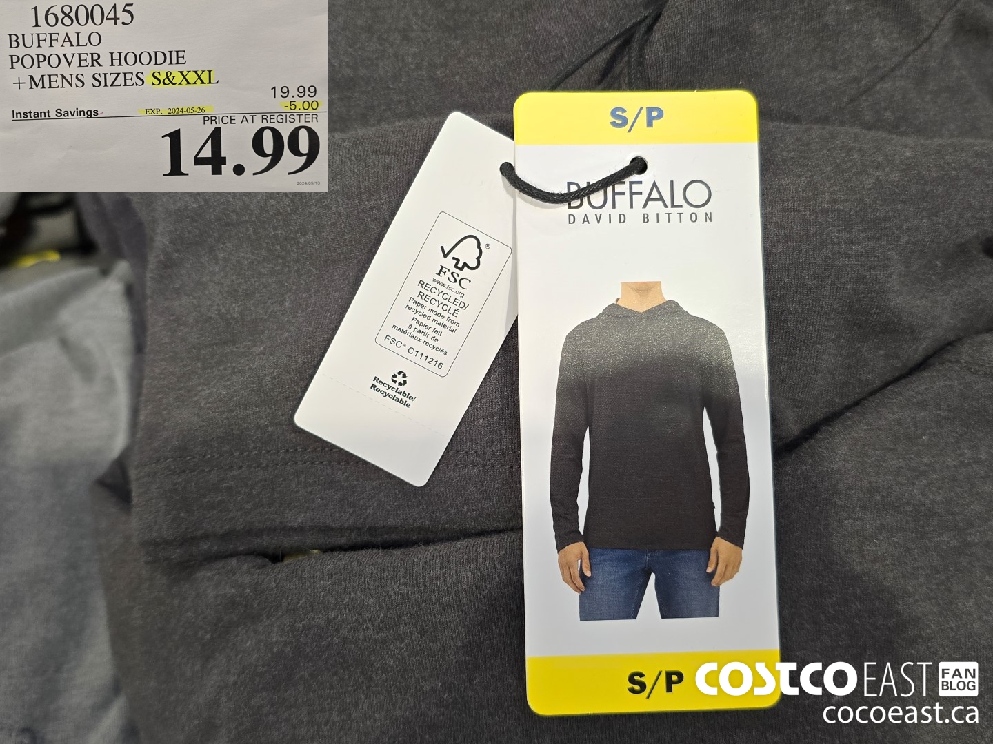 1680045 BUFFALO POPOVER HOODIE + MENS SIZES S & XXL ($5.00 INSTANT SAVINGS EXPIRES ON 2024-05-26) $14.99