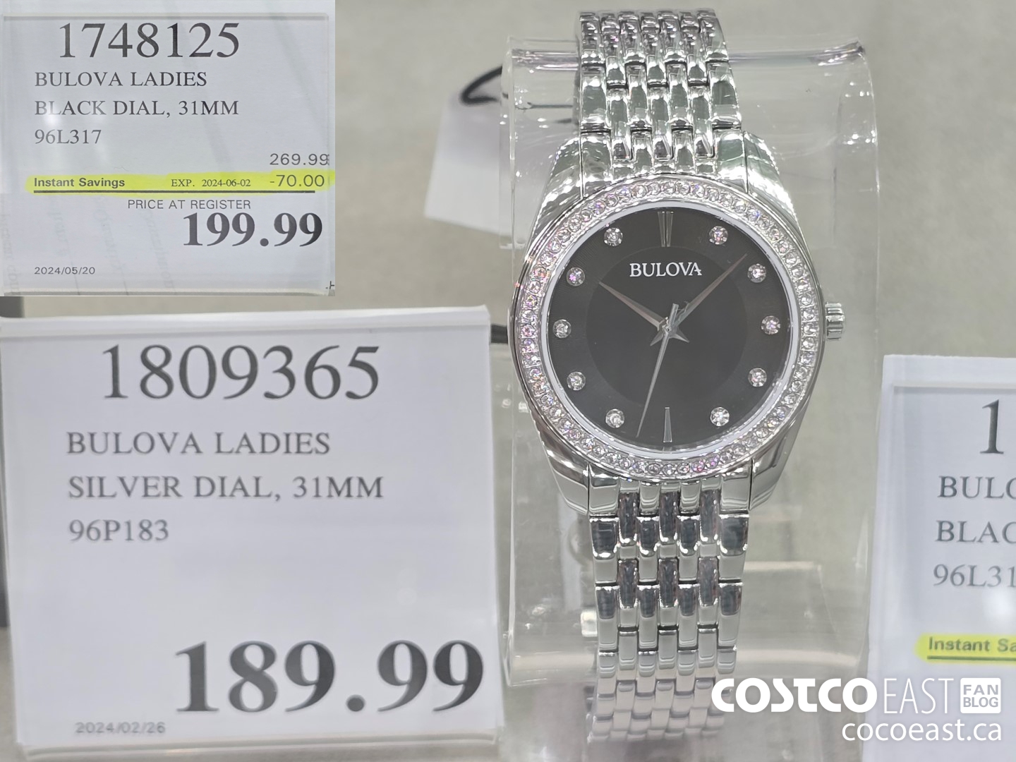 1748125 BULOVA LADIES BLACK DIAL, 31MM 96L317 ($70.00 INSTANT SAVINGS EXPIRES ON 2024-06-02) $199.99
