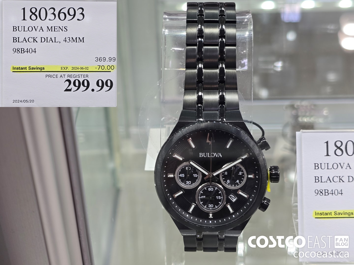 1803693 BULOVA MENS BLACK DIAL, 43MM 98B404 ($70.00 INSTANT SAVINGS EXPIRES ON 2024-06-02) $299.99