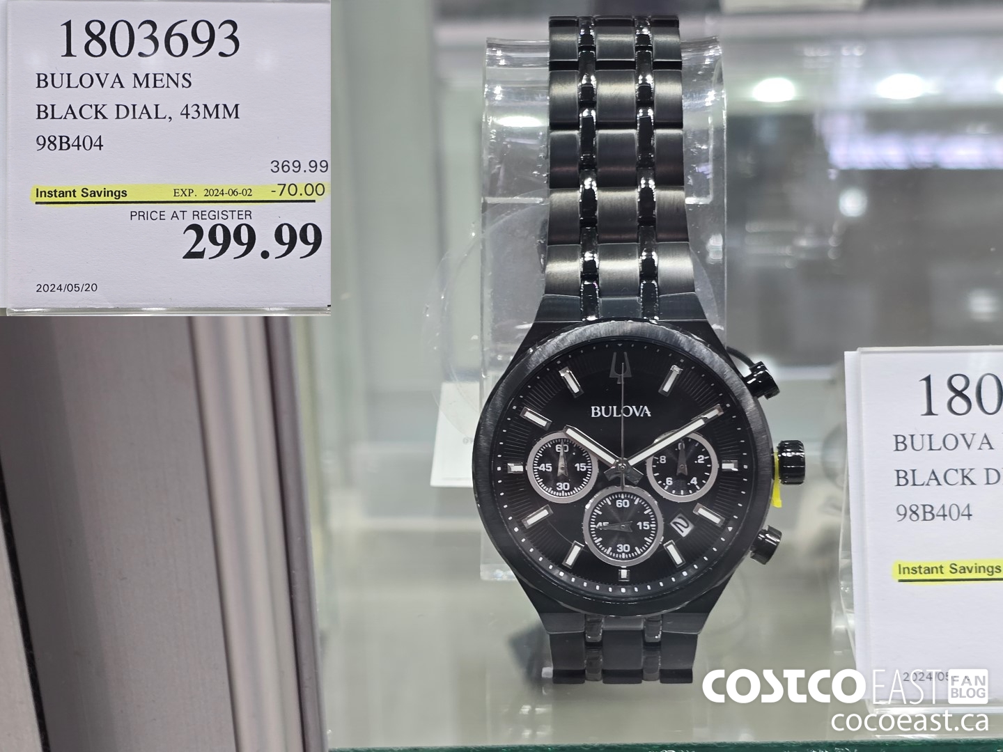 1803693 BULOVA MENS BLACK DIAL, 43MM 98B404 ($70.00 INSTANT SAVINGS EXPIRES ON 2024-06-02) $299.99