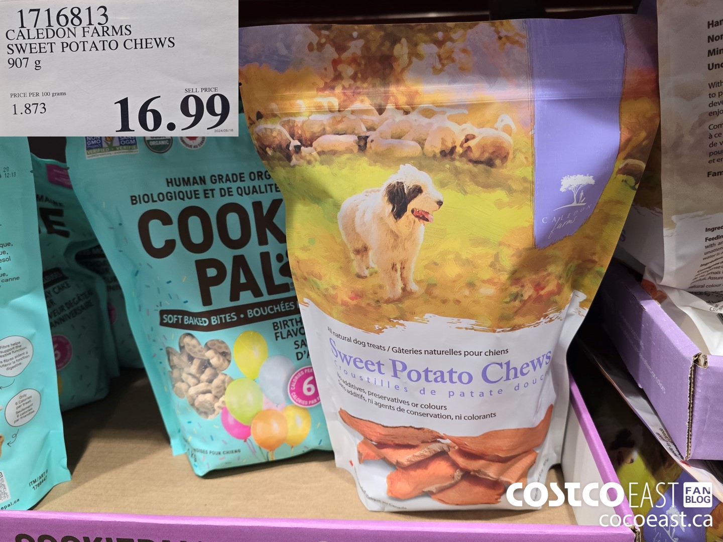 1716813 CALEDON FARMS SWEET POTATO CHEWS 907 G $16.99