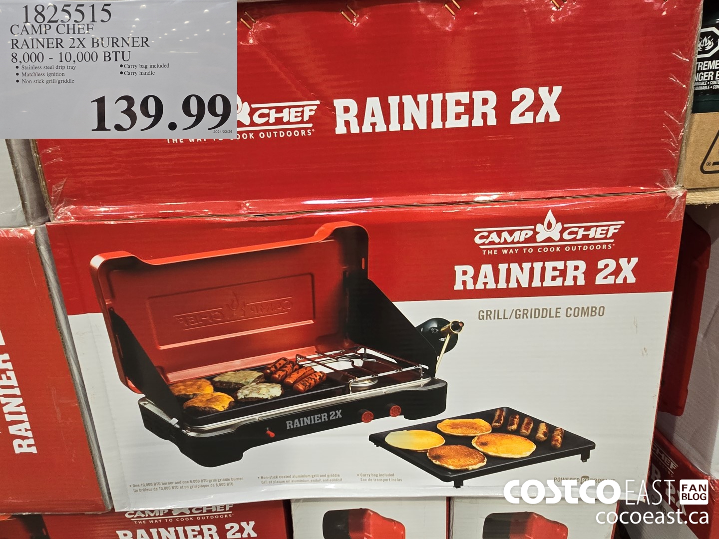 1825515 CAMP CHEF RAINER 2X BURNER 8,000 - 10,000 BTU $139.99