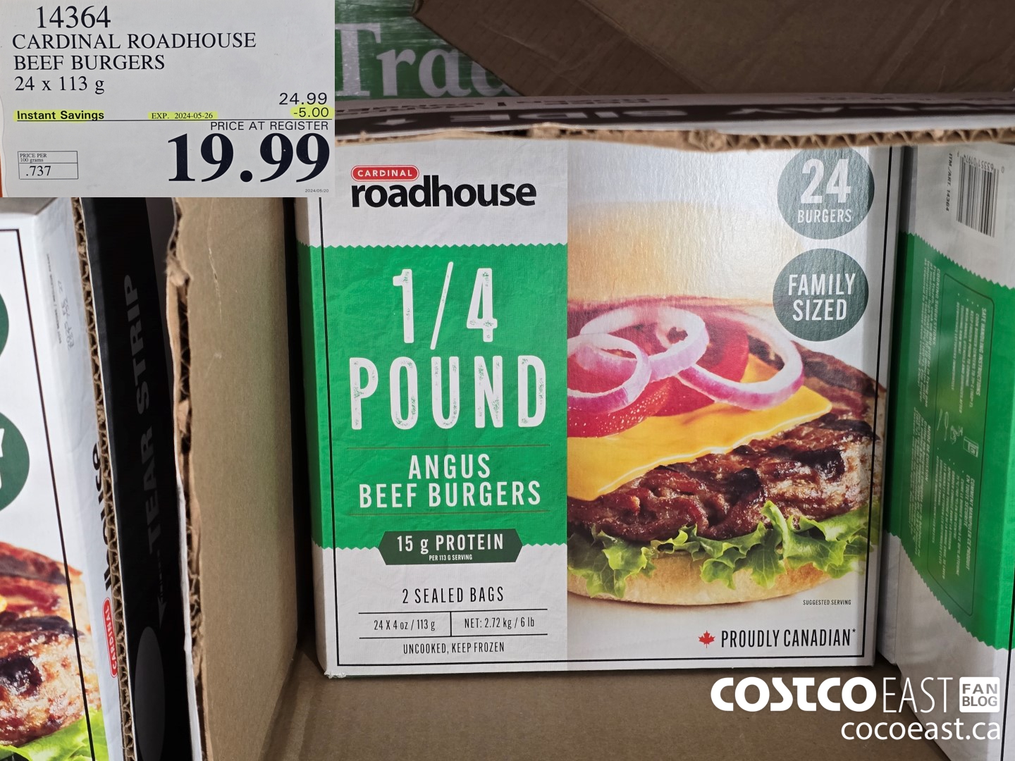 14364 CARDINAL ROADHOUSE BEEF BURGERS 24 X 113 G ($5.00 INSTANT SAVINGS EXPIRES ON 2024-05-26) $19.99