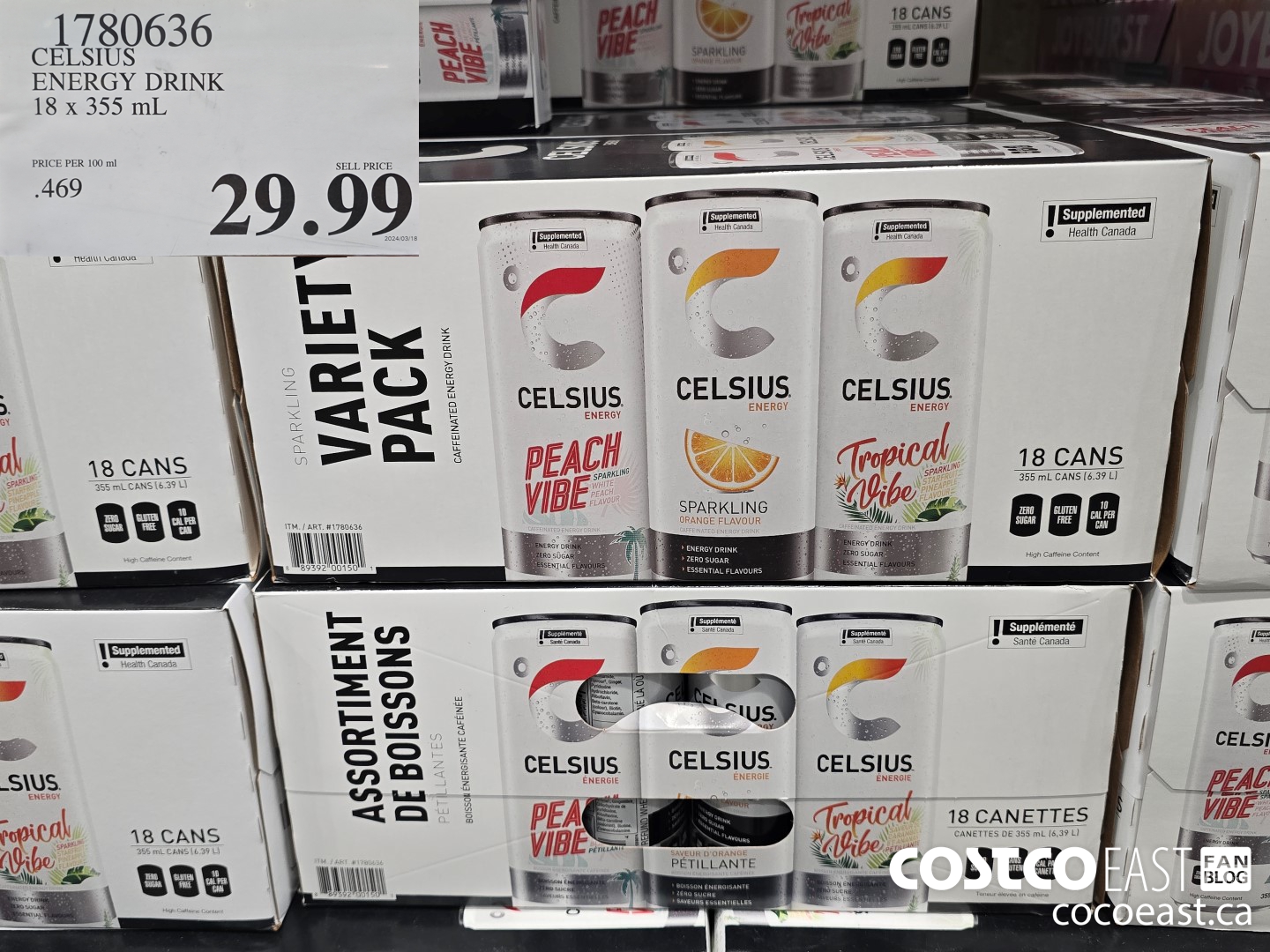 1780636 CELSIUS ENERGY DRINK 18 X 355 ML $29.99