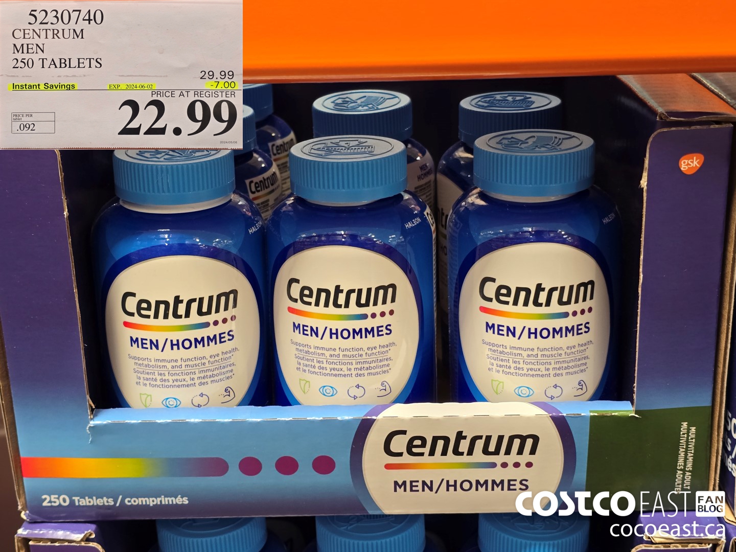 5230740 CENTRUM MEN 250 TABLETS ($7.00 INSTANT SAVINGS EXPIRES ON 2024-06-02) $22.99