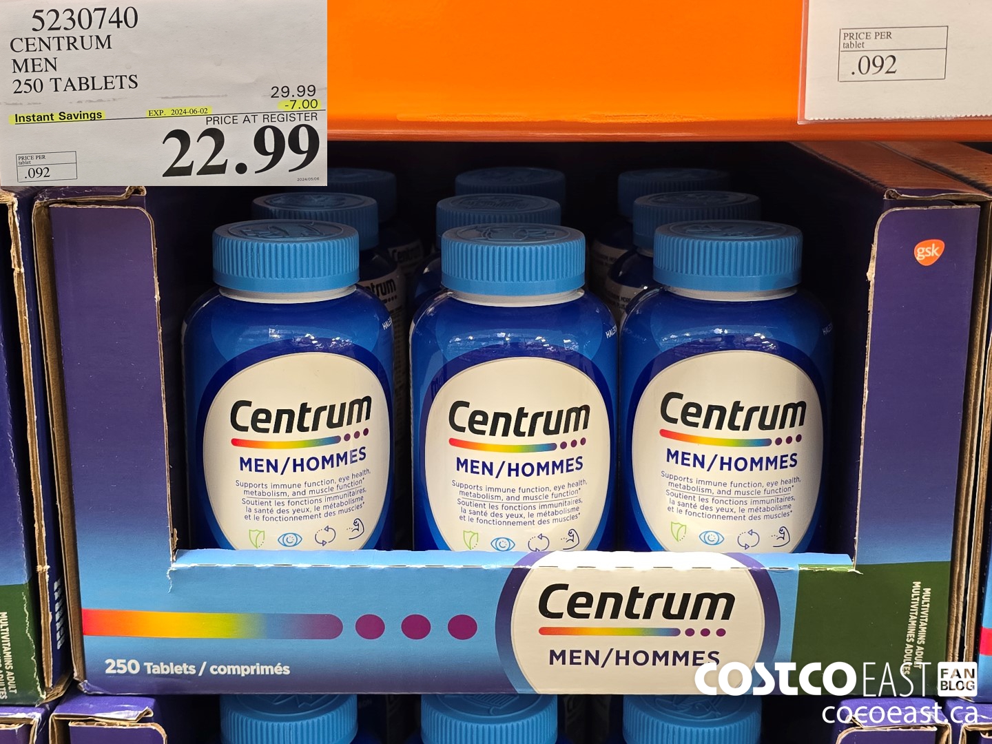 5230740 CENTRUM MEN 250 TABLETS ($7.00 INSTANT SAVINGS EXPIRES ON 2024-06-02) $22.99