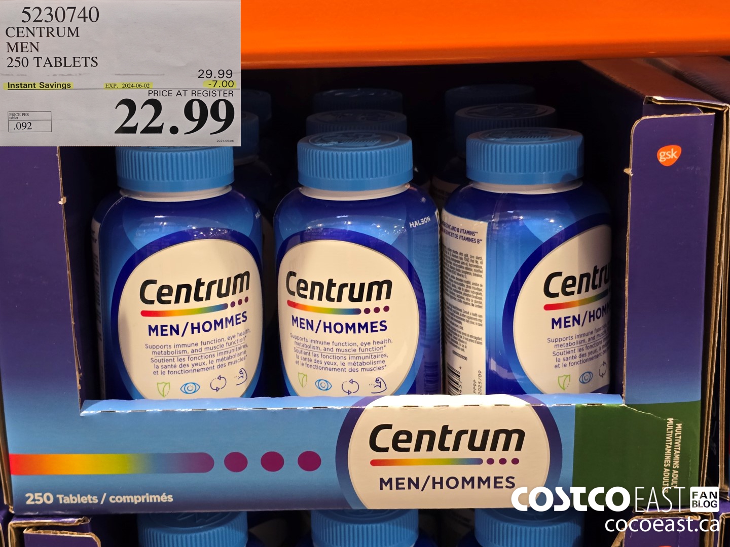 5230740 CENTRUM MEN 250 TABLETS ($7.00 INSTANT SAVINGS EXPIRES ON 2024-06-02) $22.99