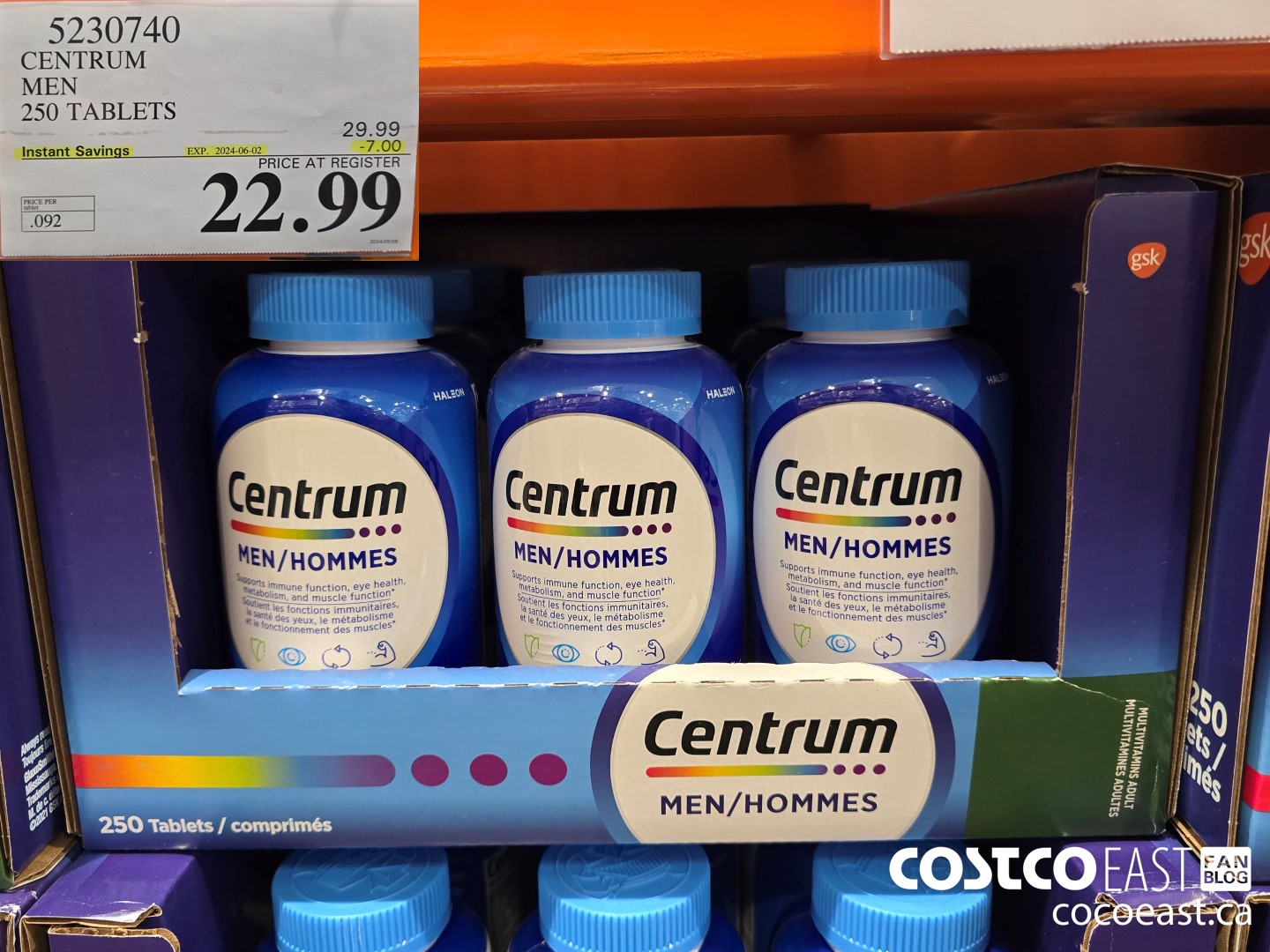 5230740 CENTRUM MEN 250 TABLETS ($7.00 INSTANT SAVINGS EXPIRES ON 2024-06-02) $22.99