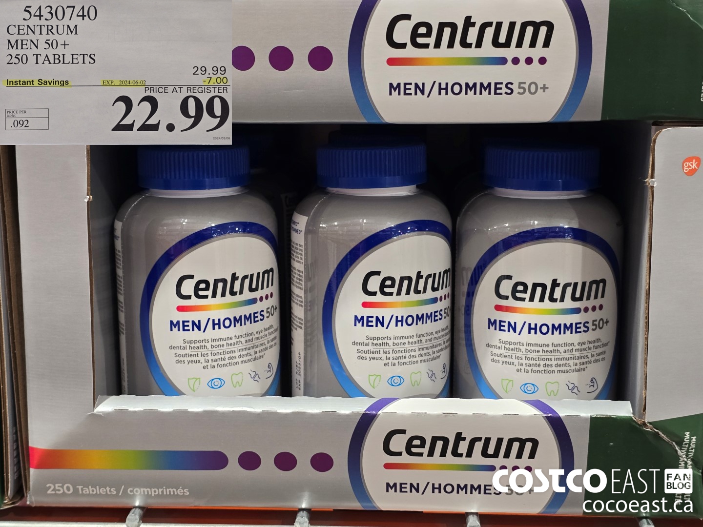 5430740 CENTRUM MEN 50+ 250 TABLETS ($7.00 INSTANT SAVINGS EXPIRES ON 2024-06-02) $22.99