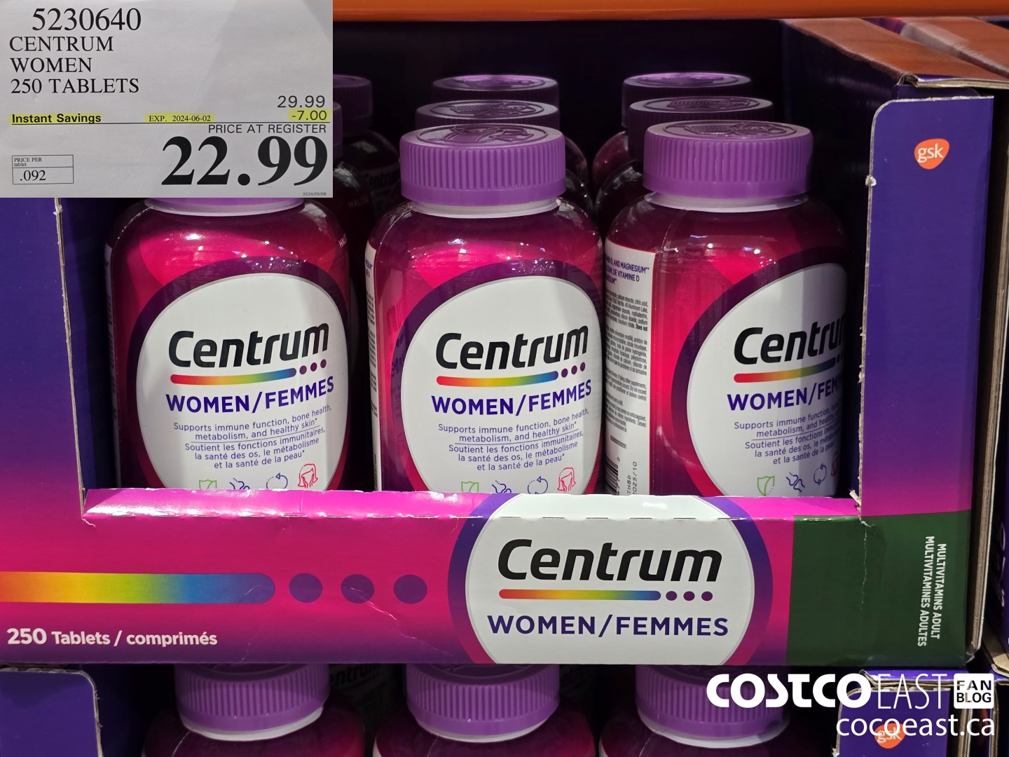 5230640 CENTRUM WOMEN 250 TABLETS ($7.00 INSTANT SAVINGS EXPIRES ON 2024-06-02) $22.99
