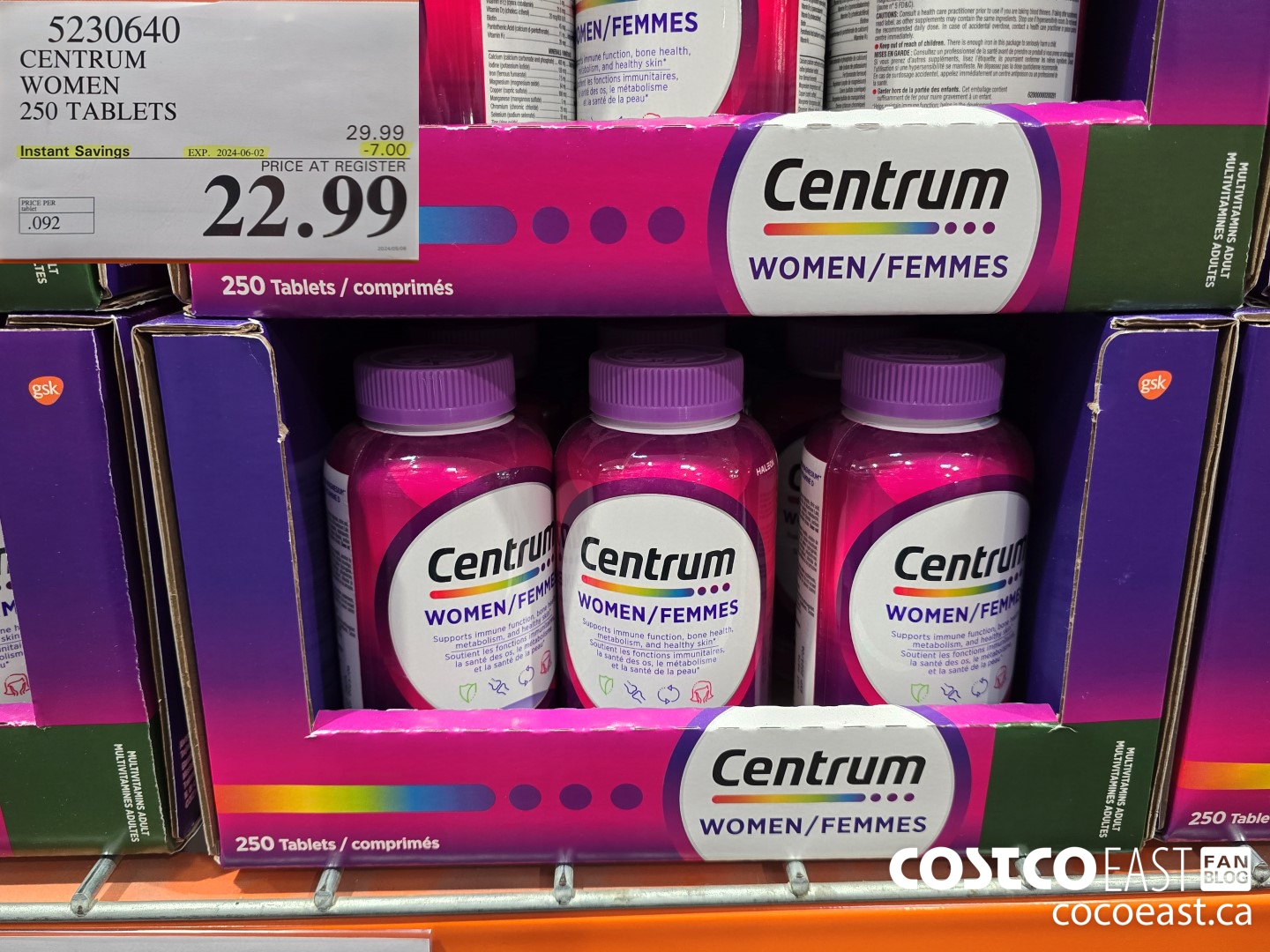 5230640 CENTRUM WOMEN 250 TABLETS ($7.00 INSTANT SAVINGS EXPIRES ON 2024-06-02) $22.99