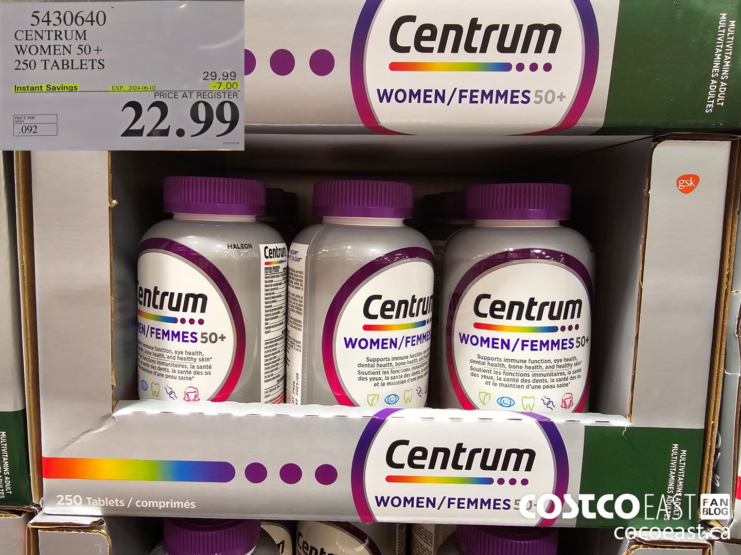 5430640 CENTRUM WOMEN 50+ 250 TABLETS ($7.00 INSTANT SAVINGS EXPIRES ON 2024-06-02) $22.99