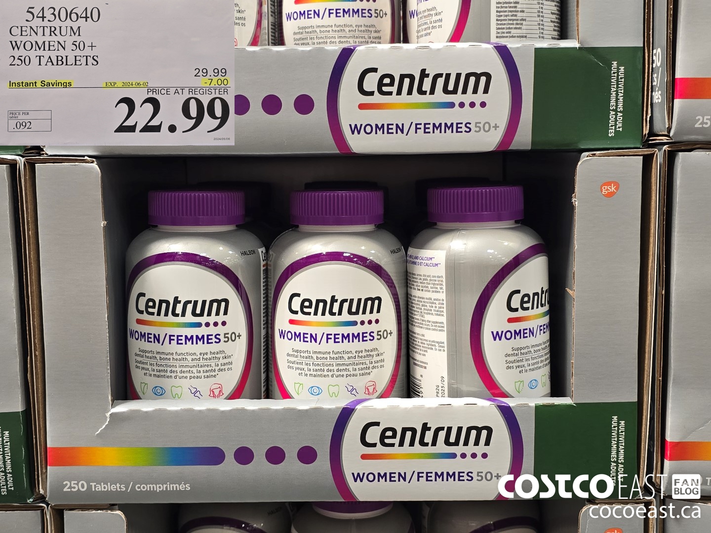 5430640 CENTRUM WOMEN 50+ 250 TABLETS ($7.00 INSTANT SAVINGS EXPIRES ON 2024-06-02) $22.99