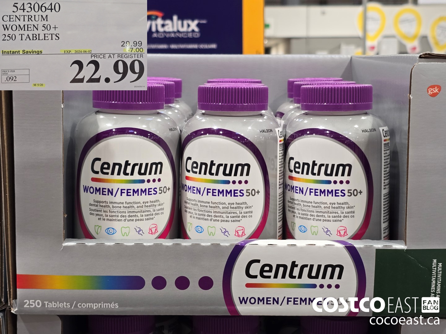 5430640 CENTRUM WOMEN 50+ 250 TABLETS ($7.00 INSTANT SAVINGS EXPIRES ON 2024-06-02) $22.99