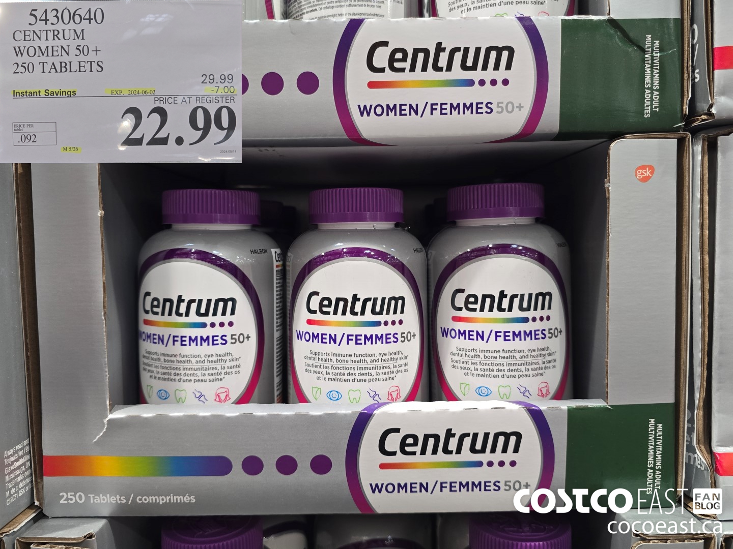 5430640 CENTRUM WOMEN 50+ 250 TABLETS ($7.00 INSTANT SAVINGS EXPIRES ON 2024-06-02) $22.99