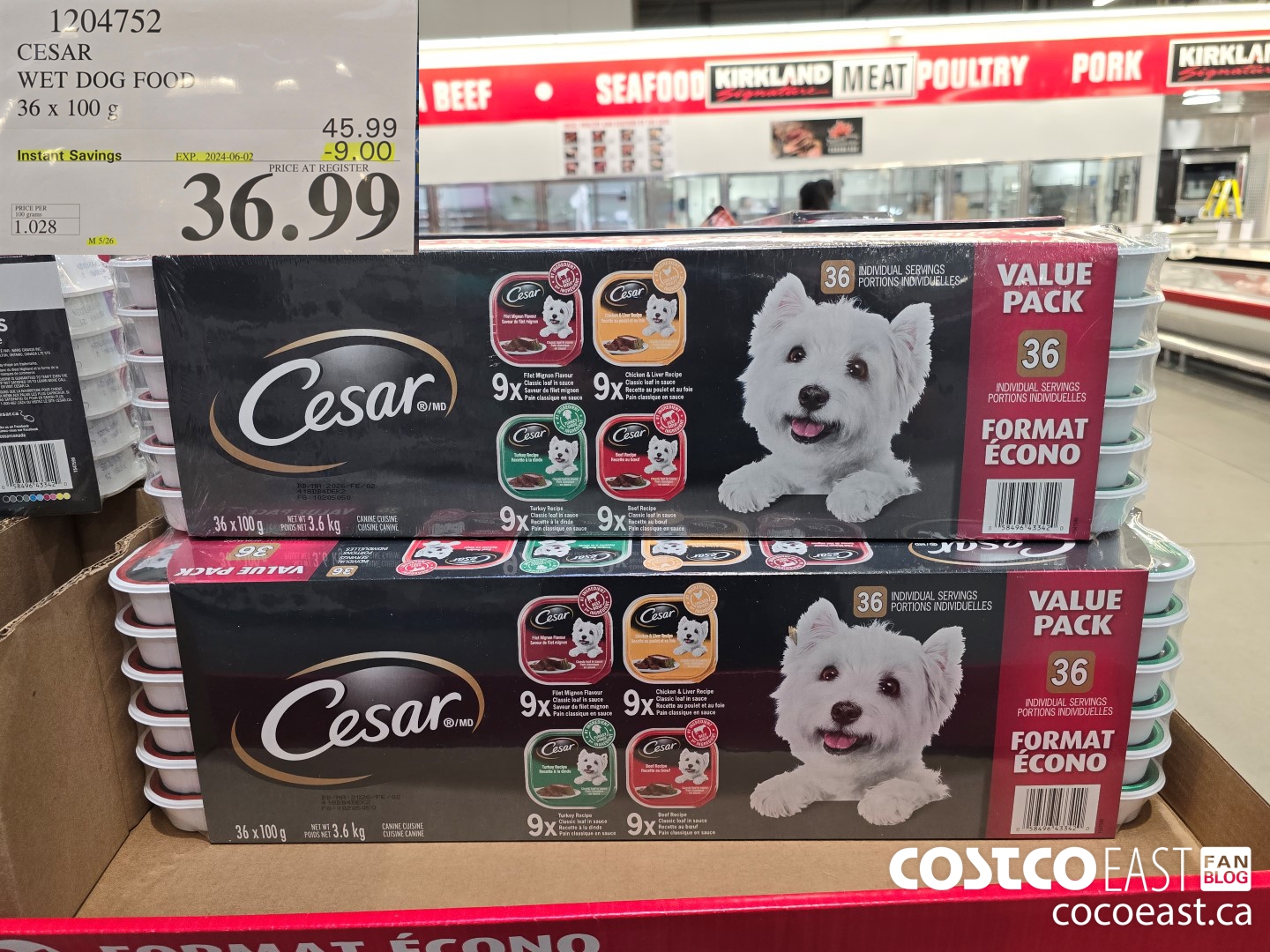 1204752 CESAR WET DOG FOOD 36 x 100 g ($9.00 INSTANT SAVINGS EXPIRES ON 2024-06-02) $36.99