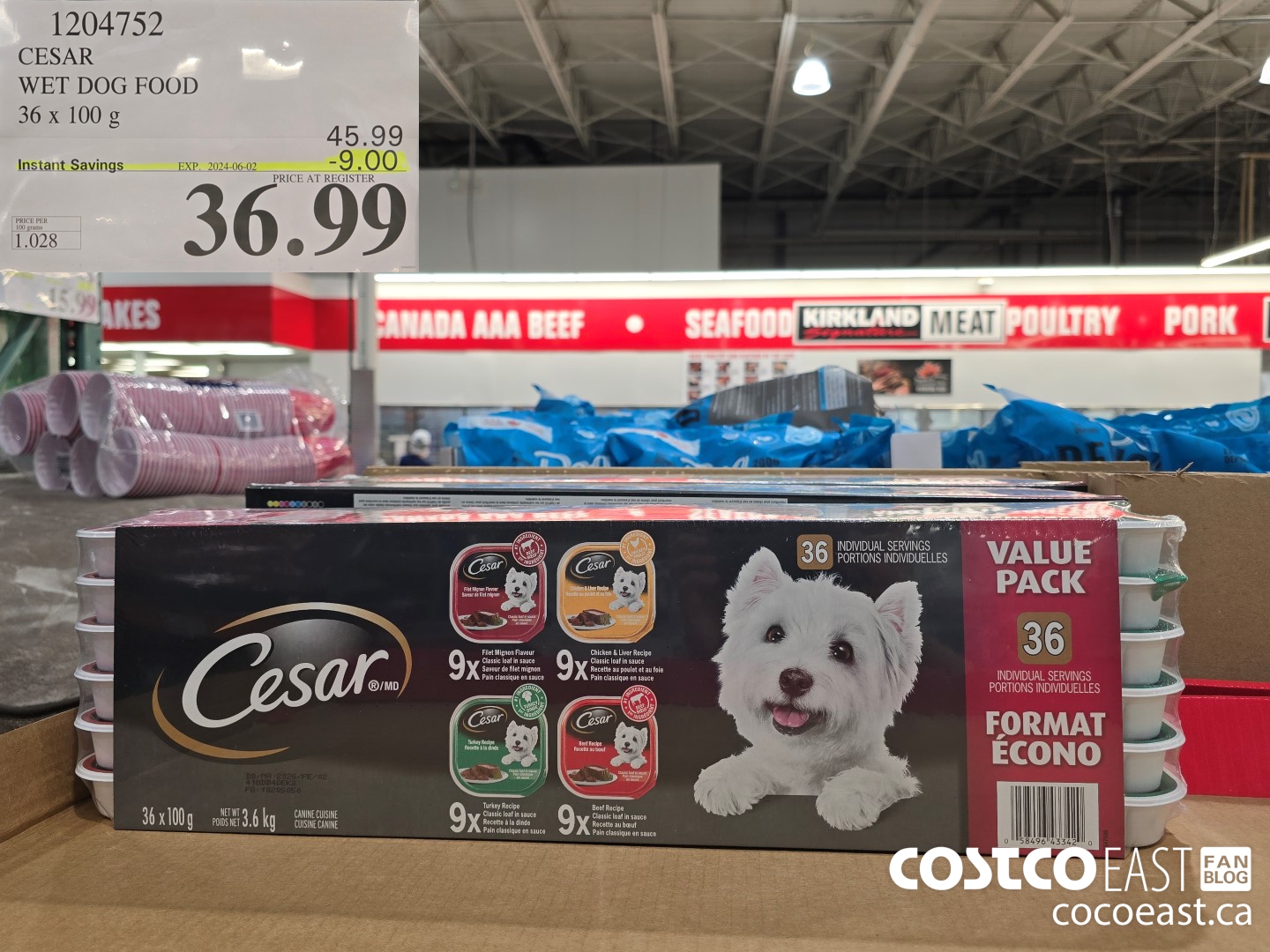 1204752 CESAR WET DOG FOOD 36 x 100 g ($9.00 INSTANT SAVINGS EXPIRES ON 2024-06-02) $36.99