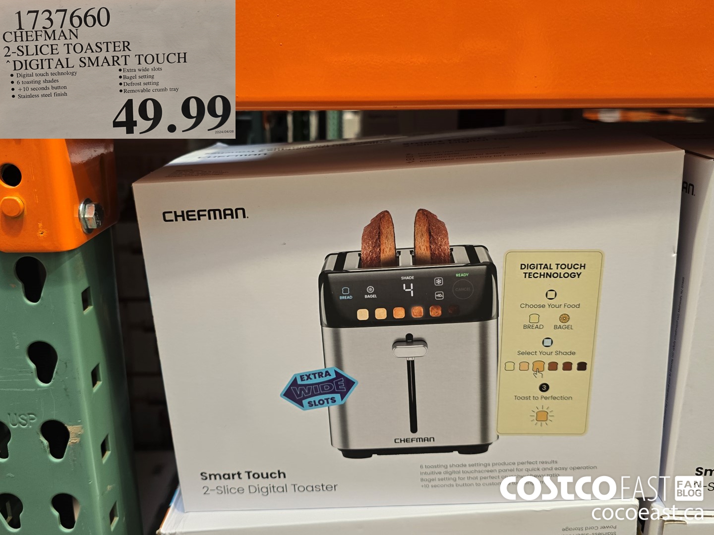 1737660 CHEFMAN 2-SLICE TOASTER ‘DIGITAL SMART TOUCH $49.99