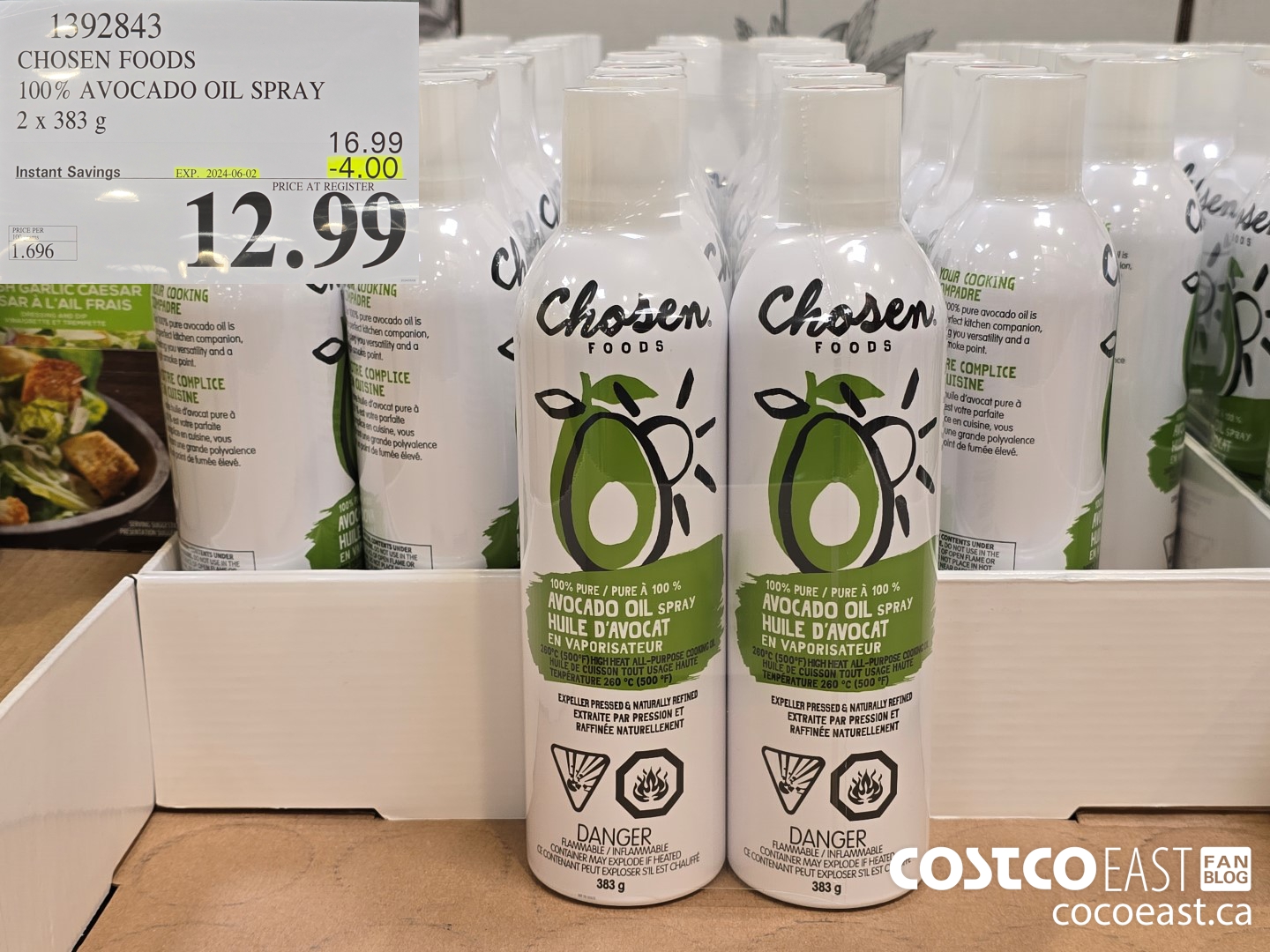 1392843 CHOSEN FOODS 100% AVOCADO OIL SPRAY 2 x 368 G ($4.00 INSTANT SAVINGS EXPIRES ON 2024-06-02) $12.99