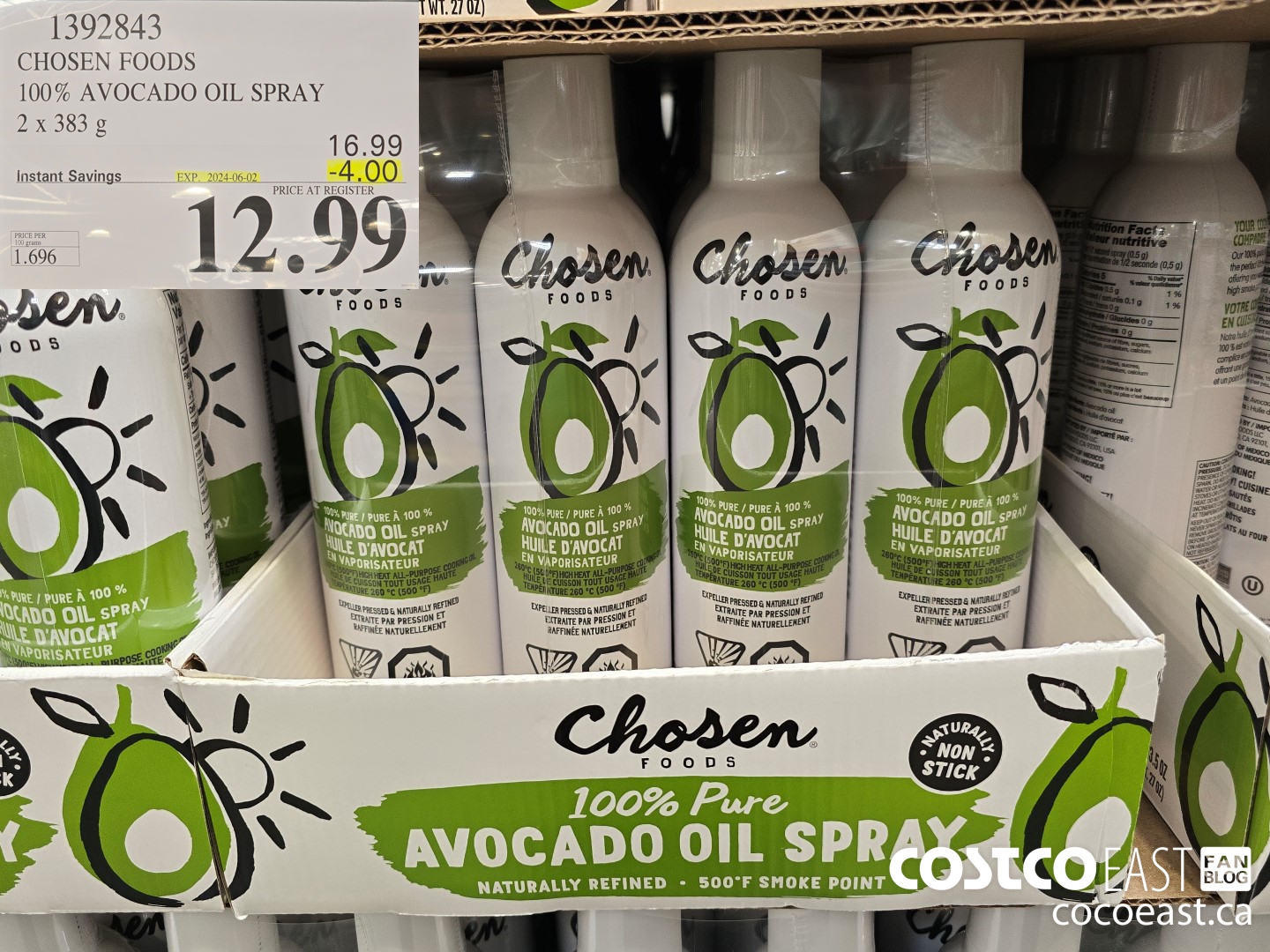 1392843 CHOSEN FOODS 100% AVOCADO OIL SPRAY 2 x 368 G ($4.00 INSTANT SAVINGS EXPIRES ON 2024-06-02) $12.99