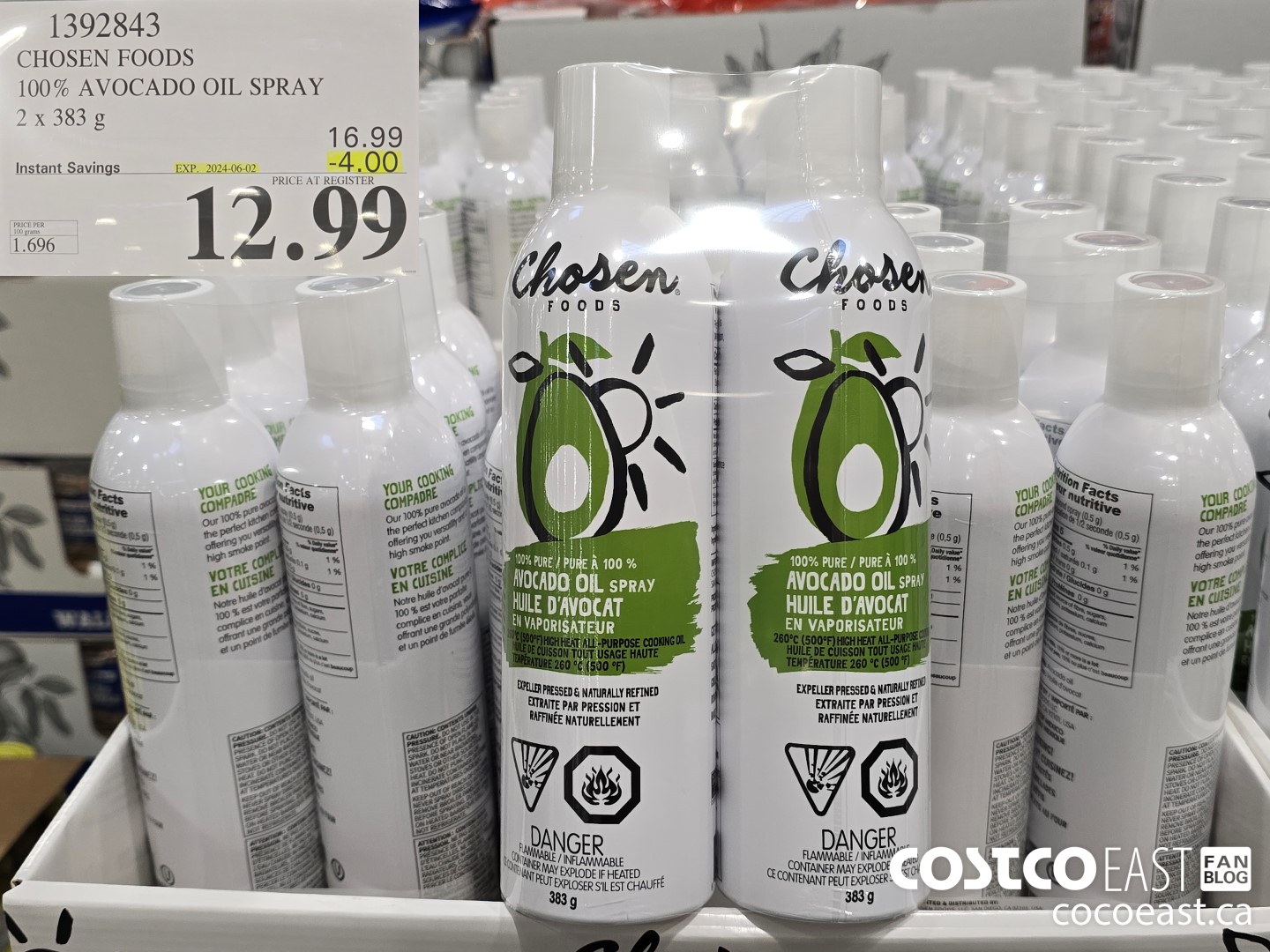 1392843 CHOSEN FOODS 100% AVOCADO OIL SPRAY 2 x 368 G ($4.00 INSTANT SAVINGS EXPIRES ON 2024-06-02) $12.99