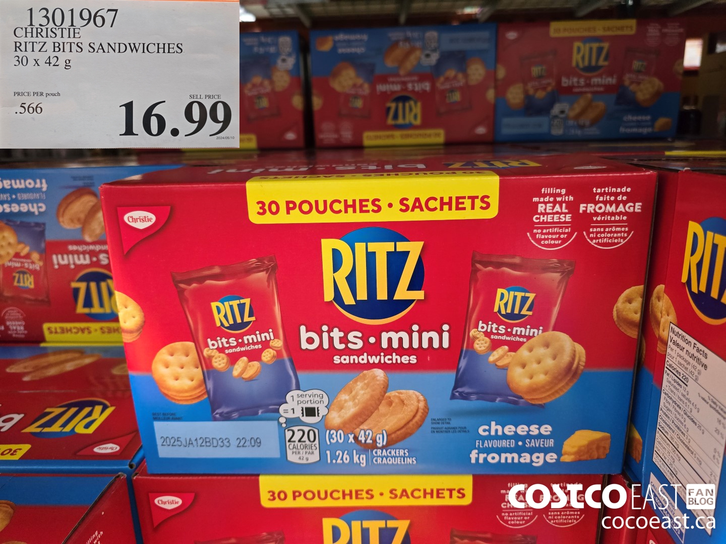 1301967 CHRISTIE RITZ BITS SANDWICHES 30 x 42 g $16.99