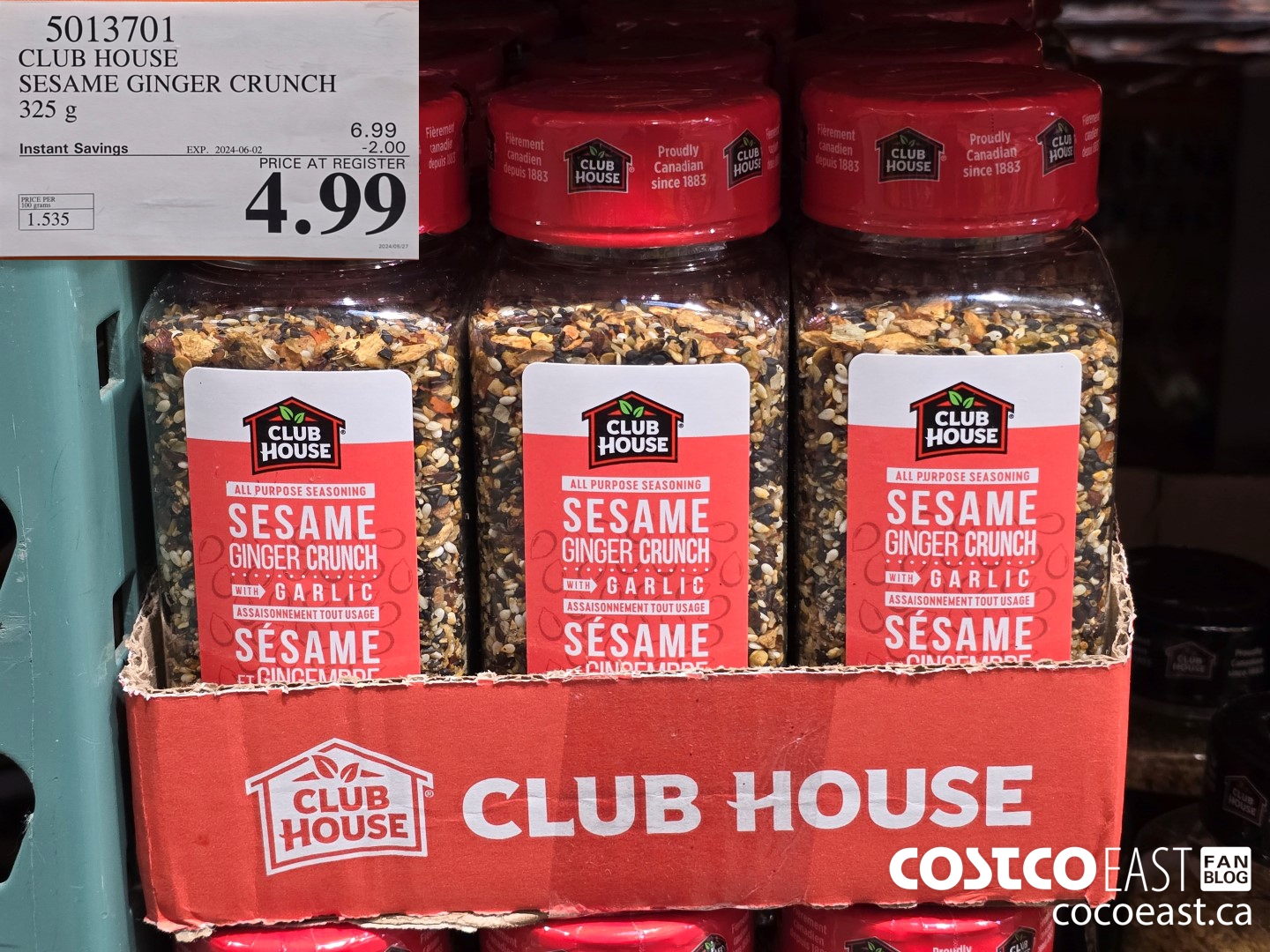 5013701 CLUB HOUSE SESAME GINGER CRUNCH 325 G ($2.00 INSTANT SAVINGS EXPIRES ON 2024-06-02) $4.99