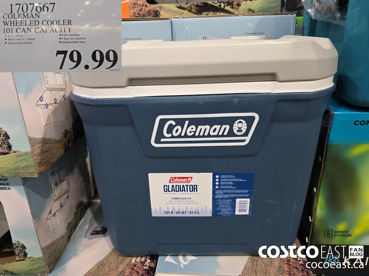 1707667 COLEMAN WHEELED COOLER 101 CAN CAPACITY $79.99