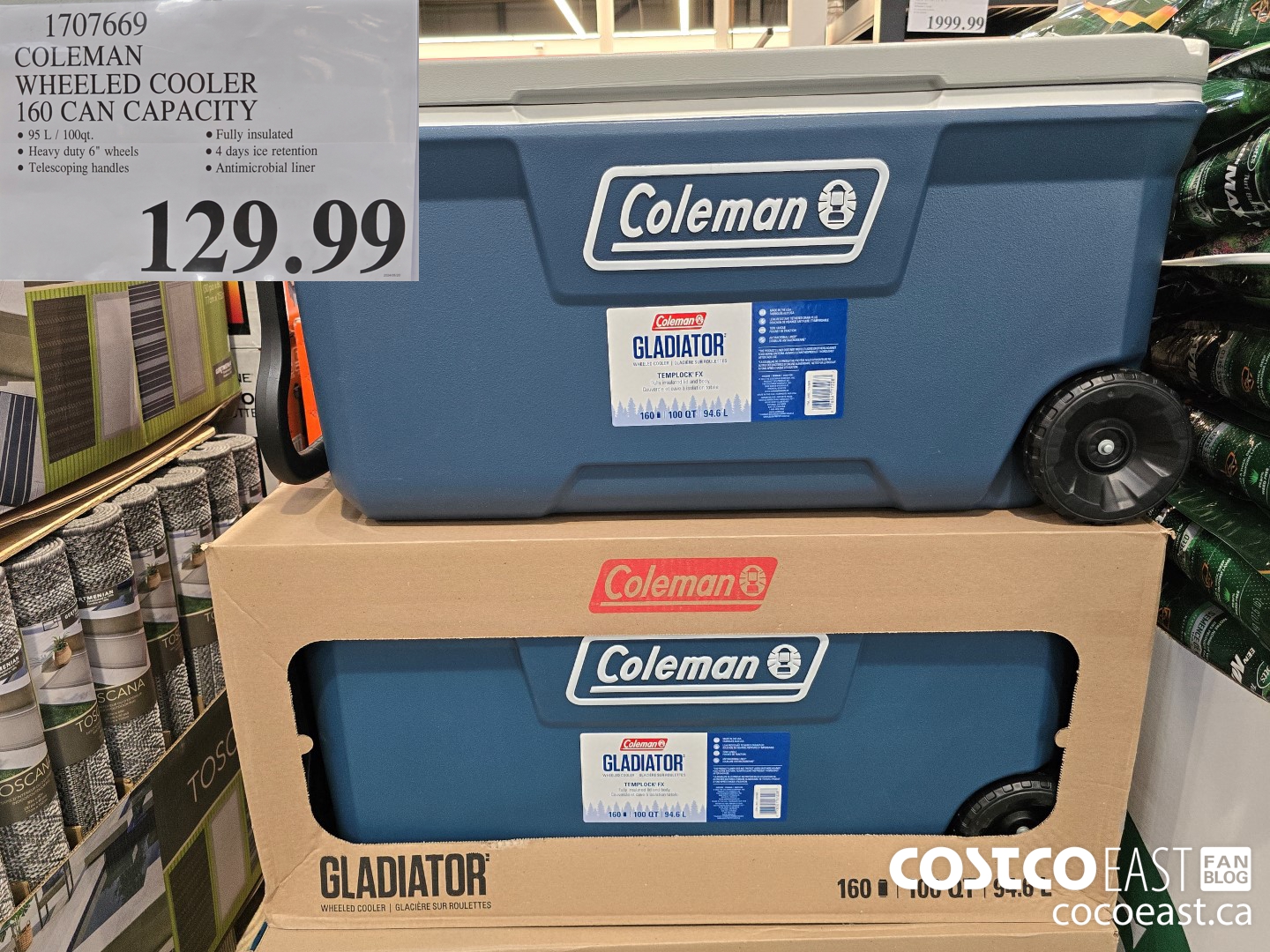 1707669 COLEMAN WHEELED COOLER 160 CAN CAPACITY $129.99