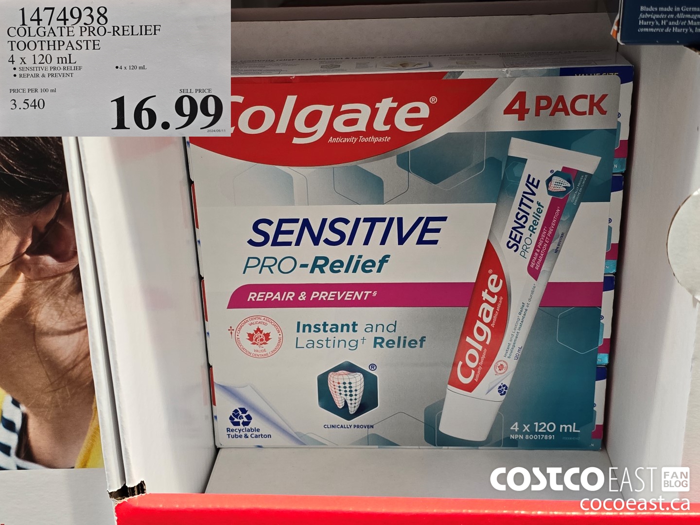 1474938 COLGATE PRO-RELIEF TOOTHPASTE 4 x 120 mL $16.99