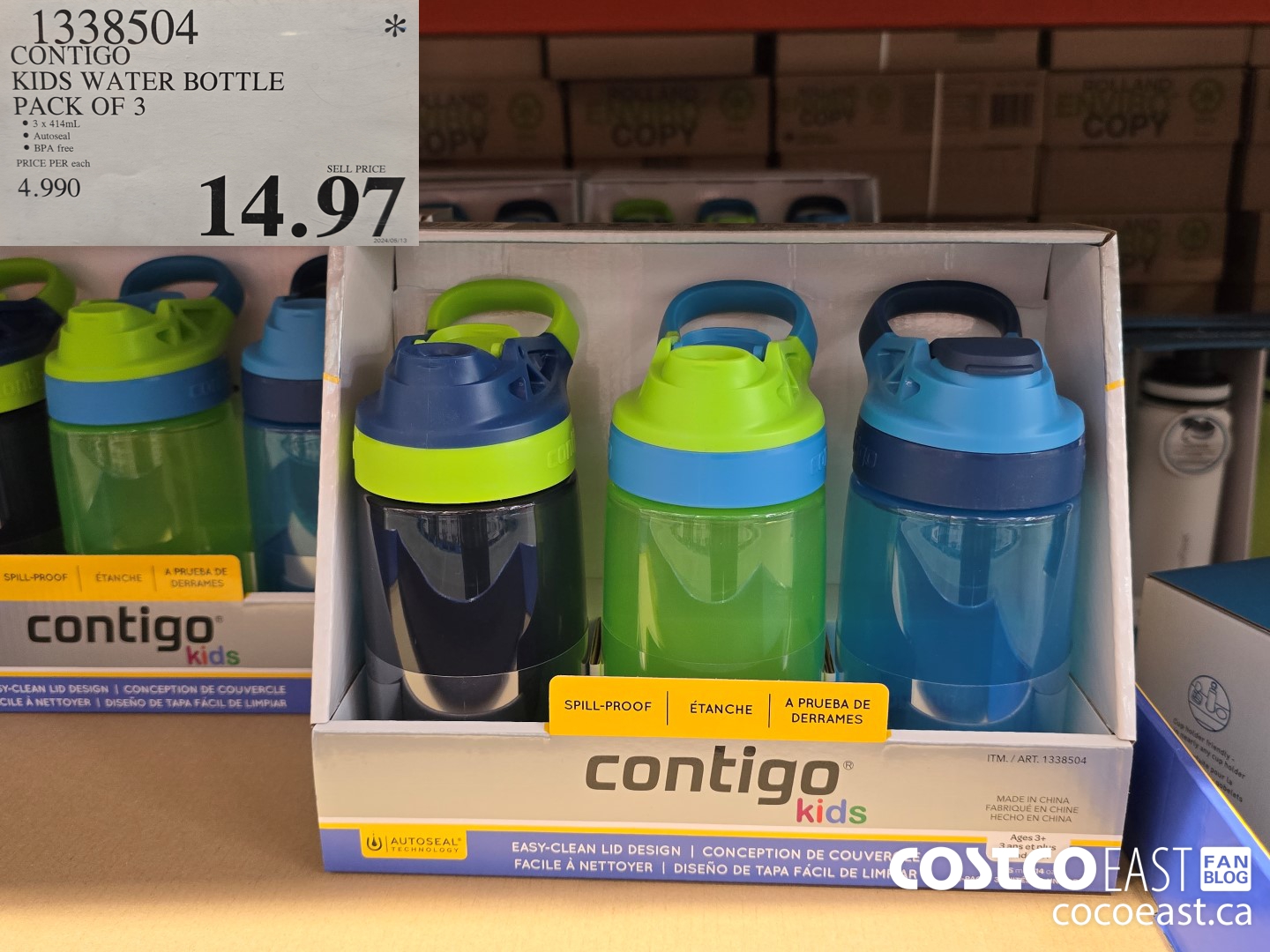 1338504 CONTIGO KIDS WATER BOTTLE PACK OF 3 $14.97