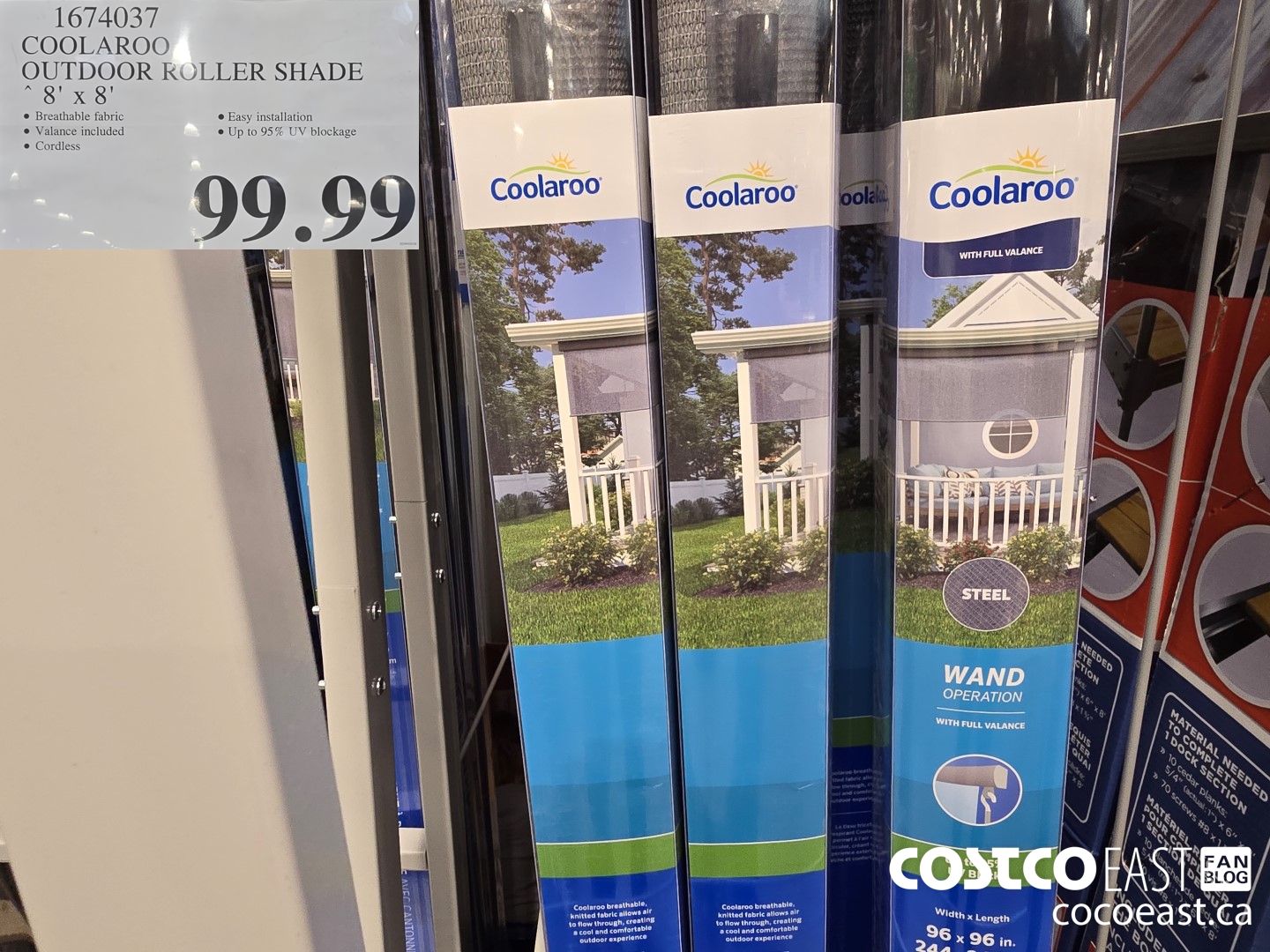1674037 COOLAROO OUTDOOR ROLLER SHADE 8' X 8' $99.99