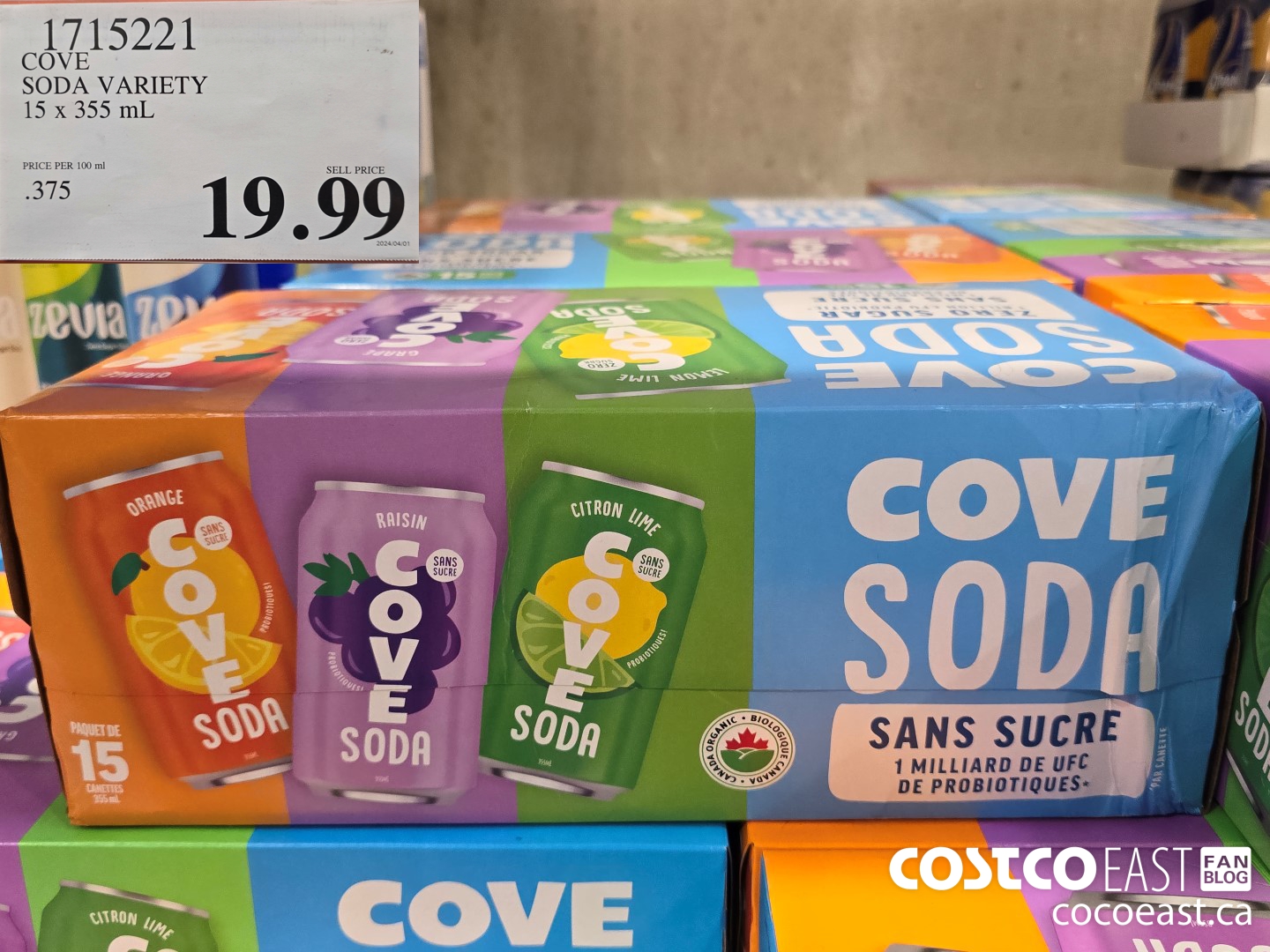 1715221 COVE SODA VARIETY 15 X 355 ML $19.99