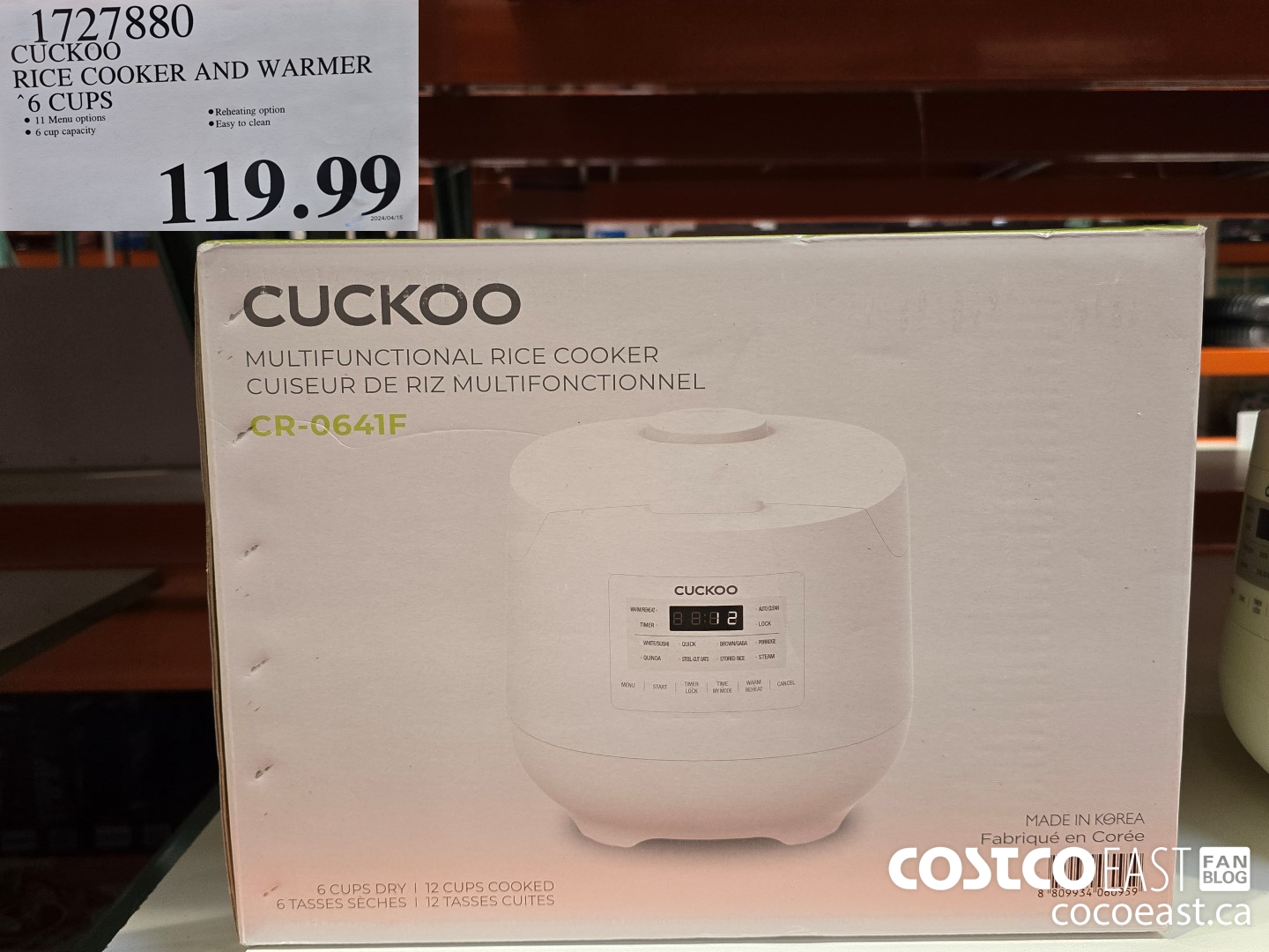 1727880 CUCKOO RICE COOKER AND WARMER 6 CUPS $119.99