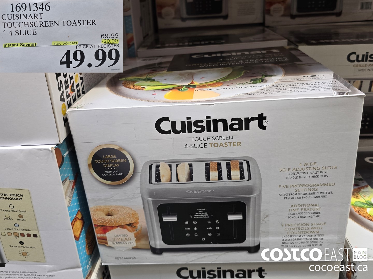 1691346 CUISINART TOUCHSCREEN TOASTER 4 SLICE ($20.00 INSTANT SAVINGS EXPIRES ON 2024-05-19) $49.99