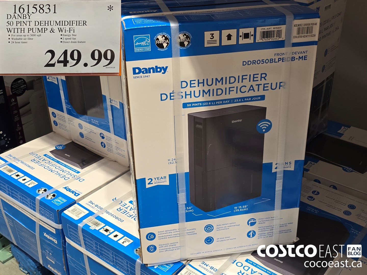 1615831 DANBY 50 PINT DEHUMIDIFIER WITH PUMP & Wi-Fi $249.99