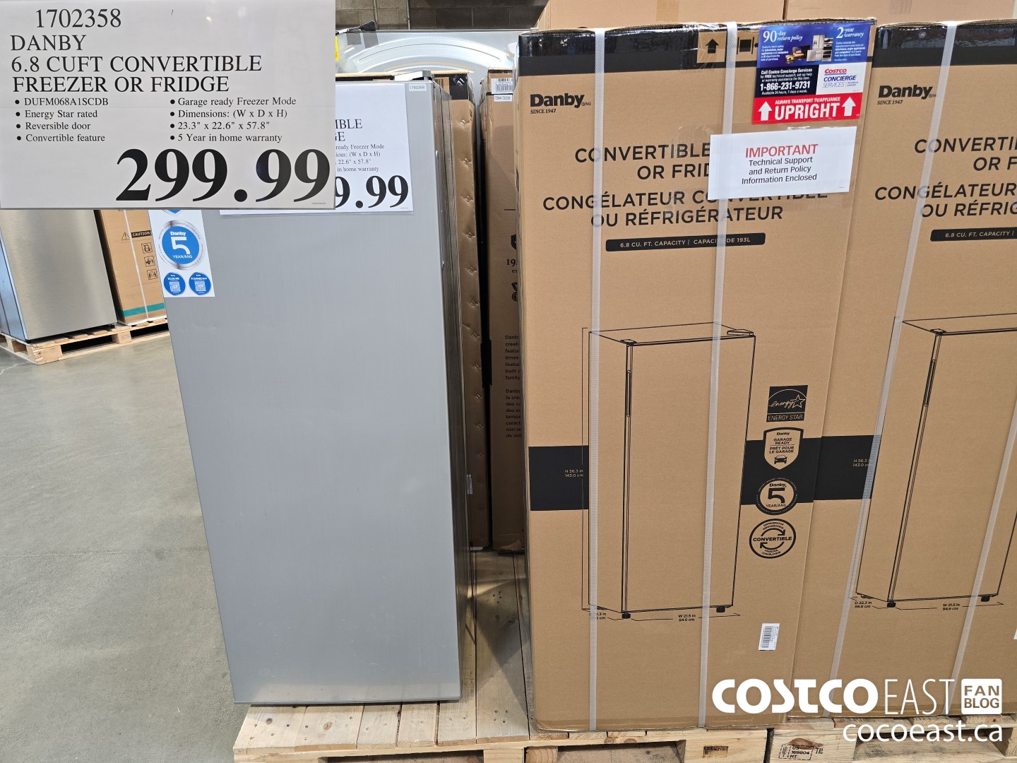 1702358 DANBY 6.8 CUFT CONVERTIBLE FREEZER OR FRIDGE $299.99