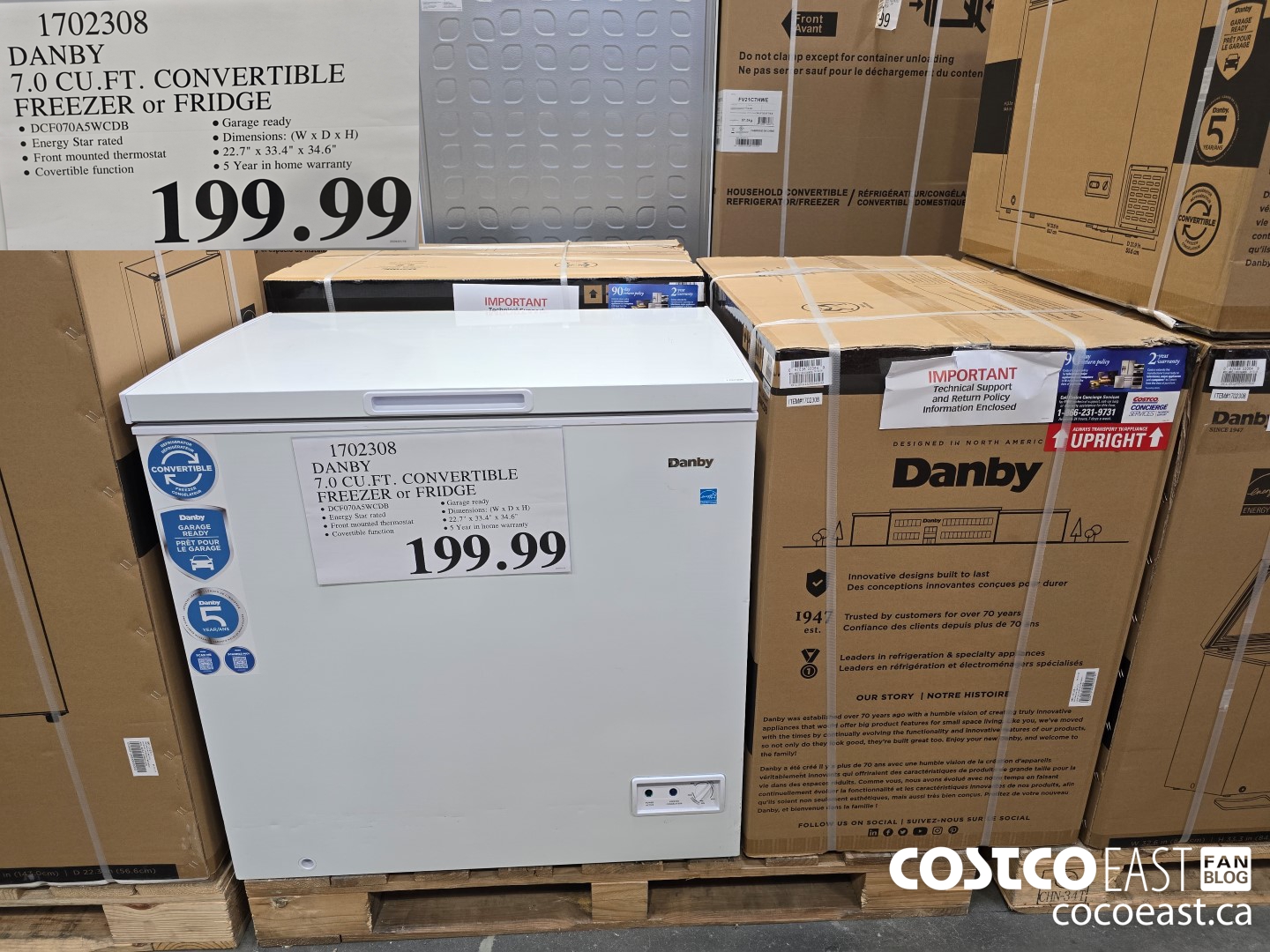 1702308 DANBY 7.0 CU.ET. CONVERTIBLE FREEZER or FRIDGE $199.99