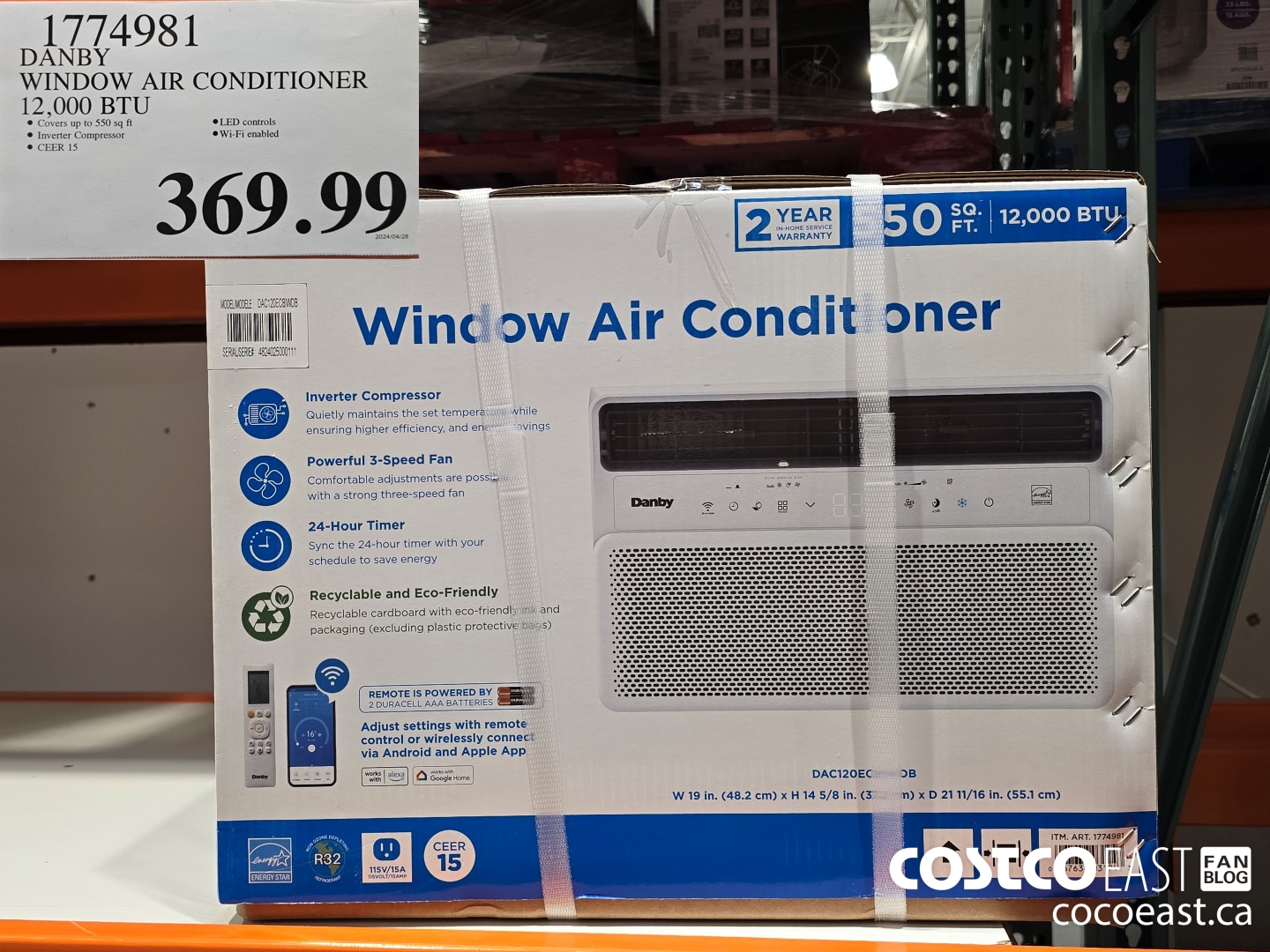 1774981 DANBY WINDOW AIR CONDITIONER 12,000 BTU $369.99