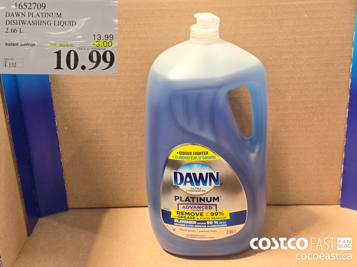 1652709 DAWN PLATINUM DISHWASHER LIQUID 2.66L ($3.00 INSTANT SAVINGS EXPIRES ON 2024-06-02) $10.99