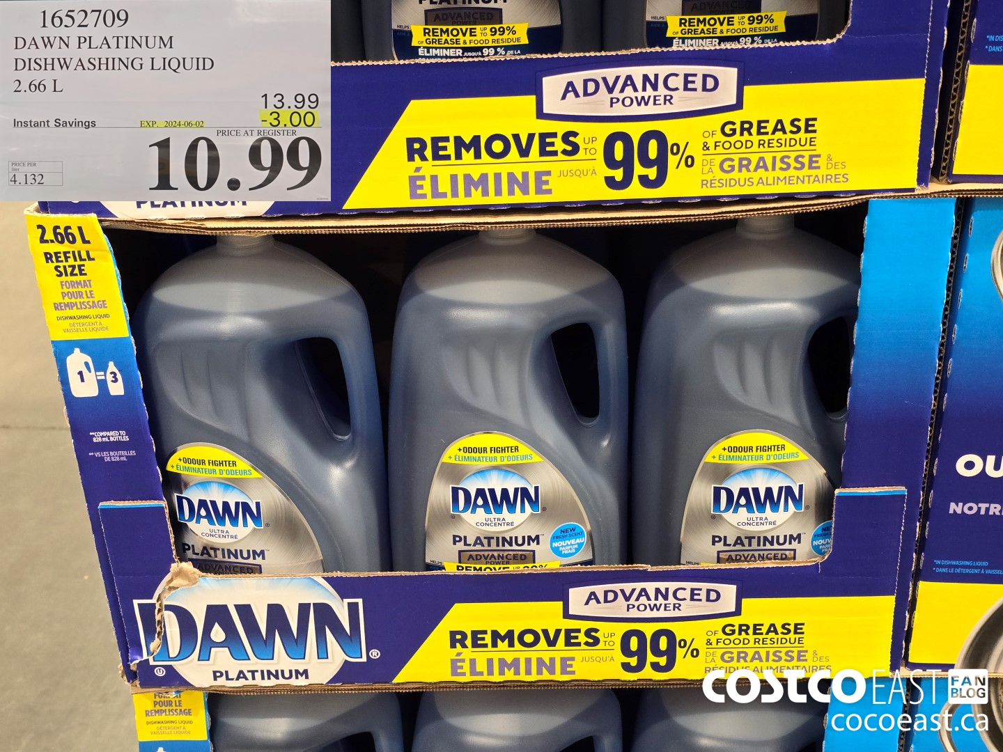 1652709 DAWN PLATINUM DISHWASHER LIQUID 2.66L ($3.00 INSTANT SAVINGS EXPIRES ON 2024-06-02) $10.99