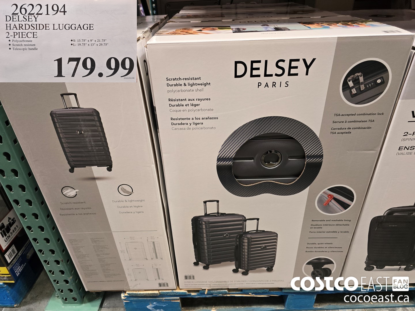 2622194 DELSEY HARDSIDE LUGGAGE 2 -PIECE $179.99