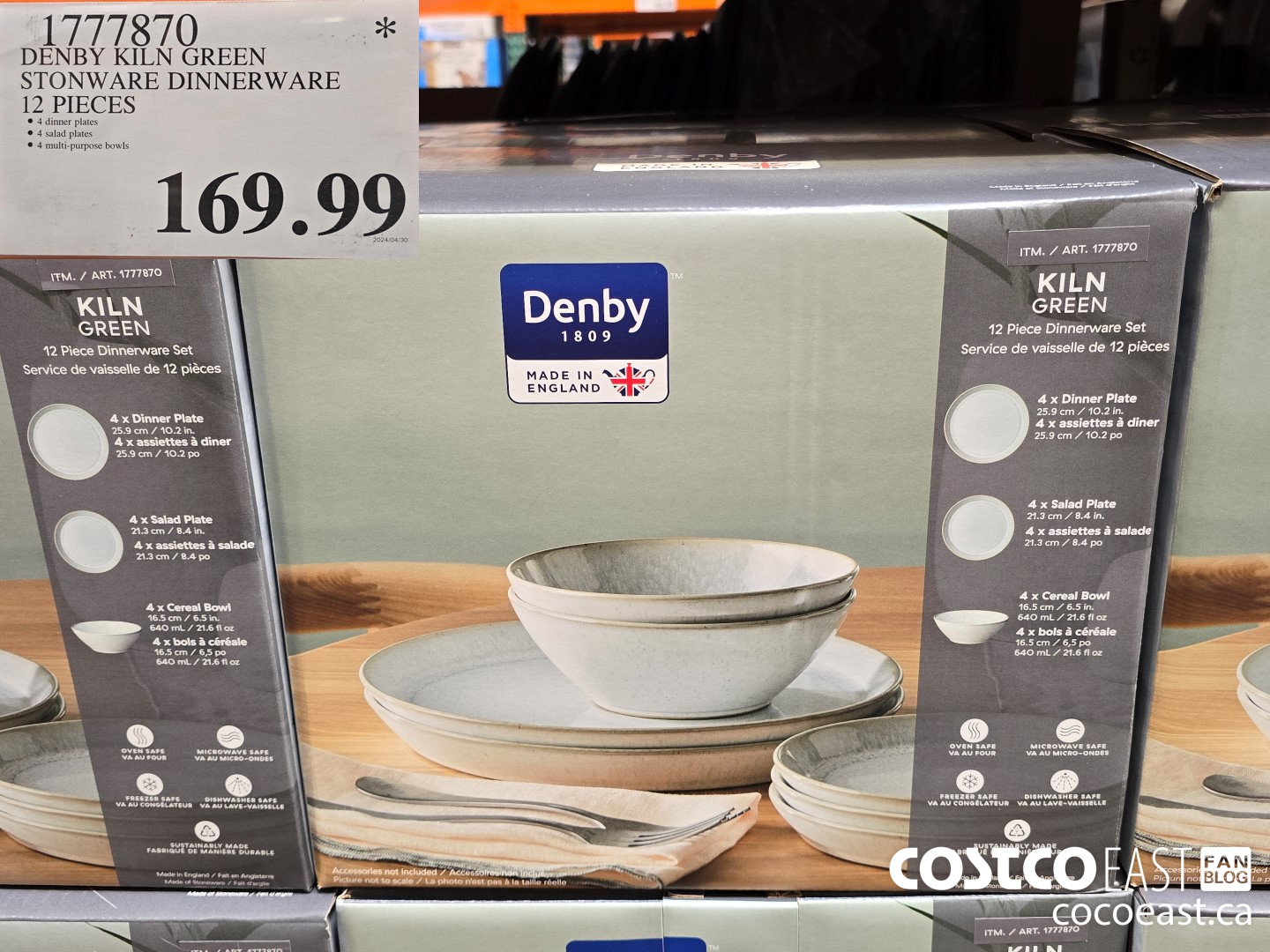 1777870 DENBY KILN GREEN STONWARE DINNERWARE 12 PIECES $169.99