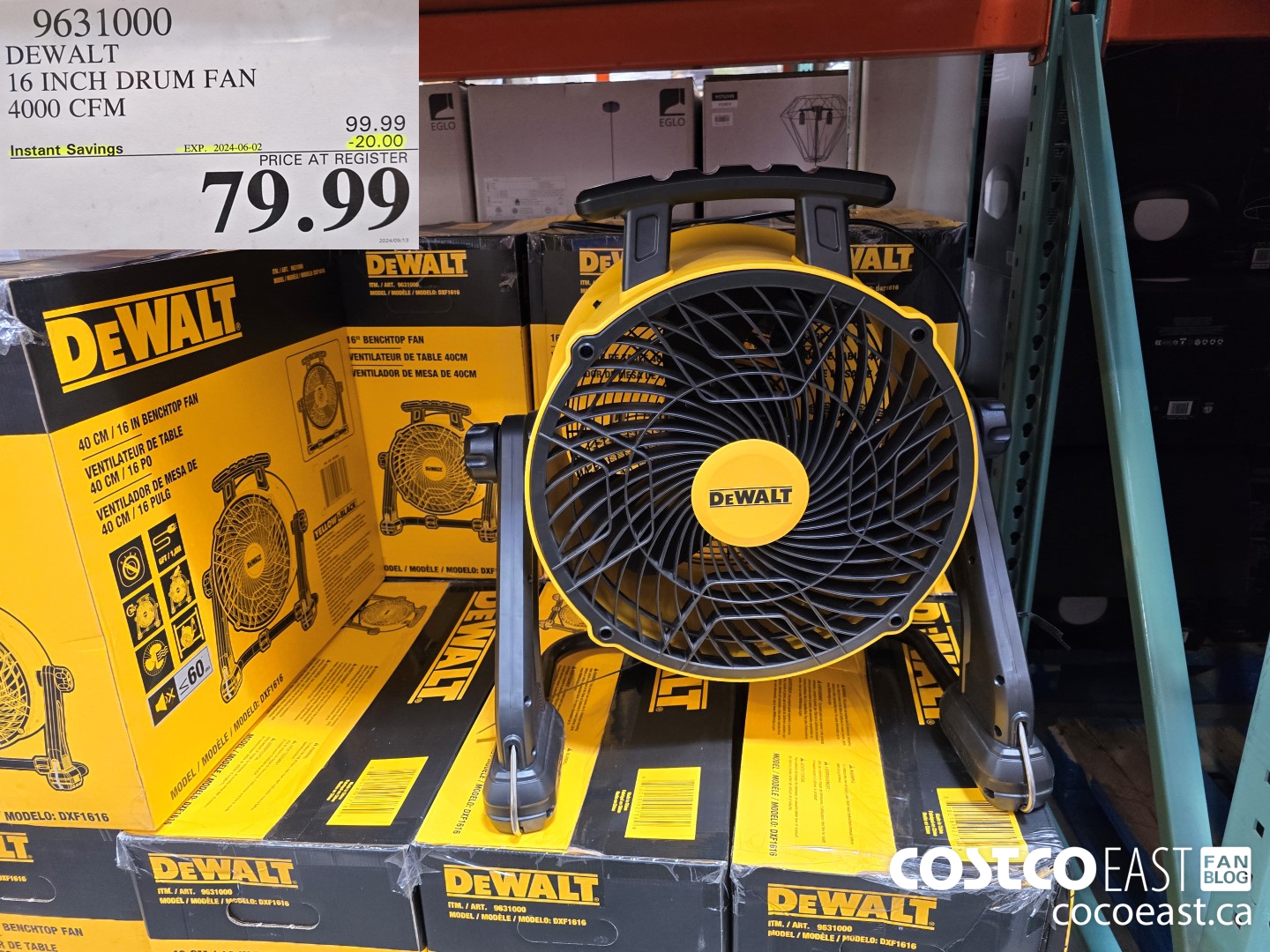 9631000 DEWALT 16 INCH DRUM FAN 4000 CFM ($20.00 INSTANT SAVINGS EXPIRES ON 2024-06-02) $79.99