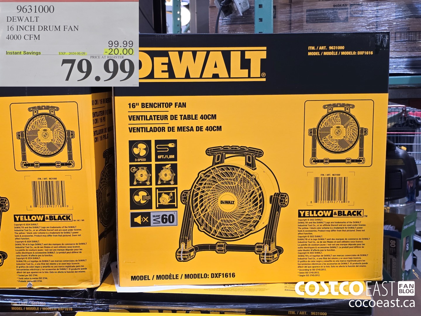 9631000 DEWALT 16 INCH DRUM FAN 4000 CFM ($20.00 INSTANT SAVINGS EXPIRES ON 2024-06-02) $79.99